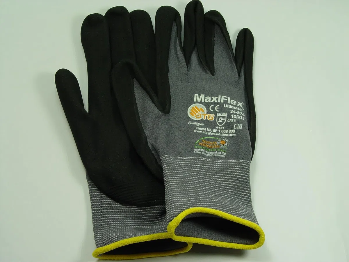 ATG MaxiFlex Ultimate - Guantes de nailon para montaje (12 pares, talla 10)