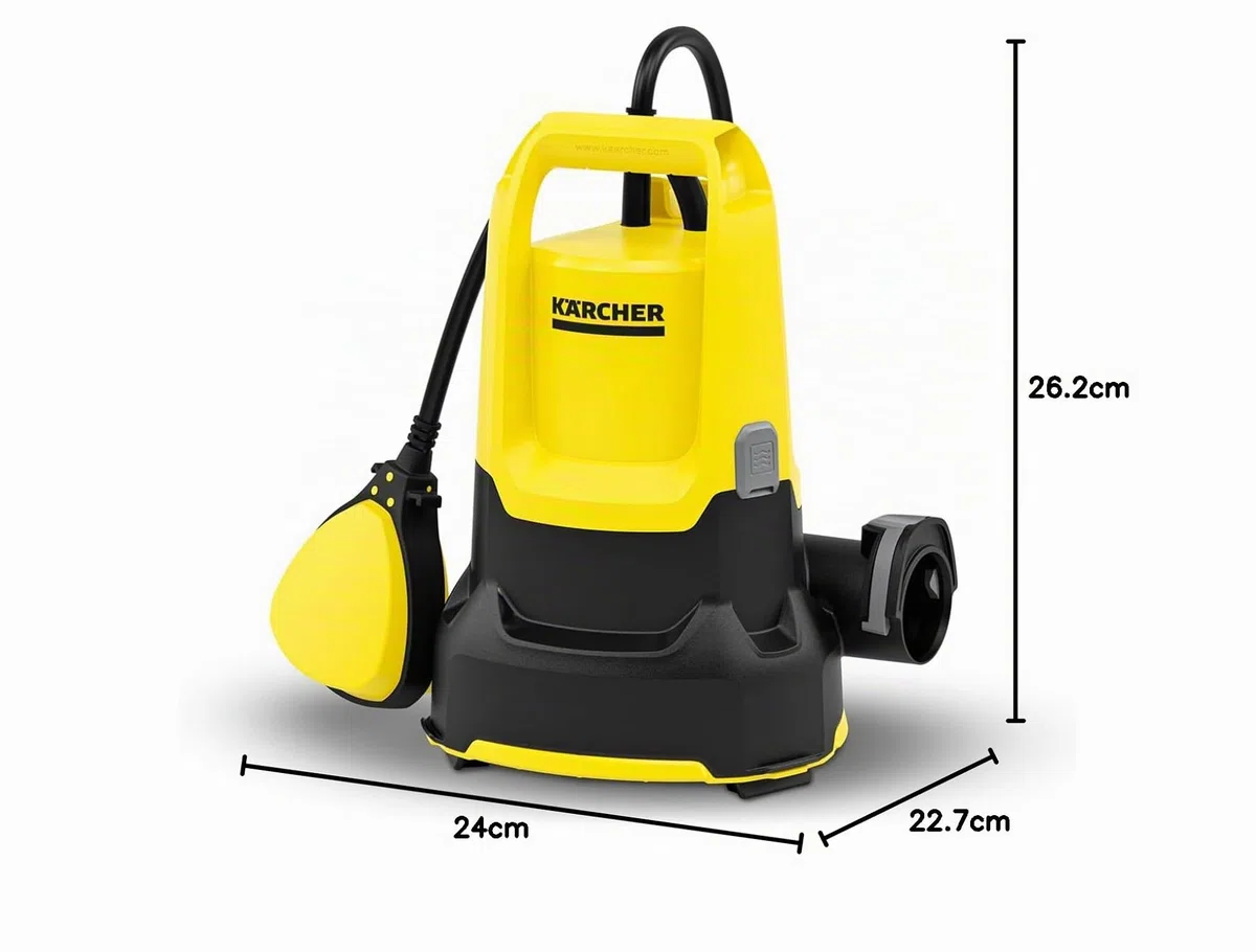 Kärcher SP 9.000 Flat Bomba Sumergible de Aspiración Plana, Caudal: 9.000 l/h, Profundidad: máx. 7 m, para Agua Sucia con Partículas de un Tamaño de hasta 5 mm, Agua Restante: 1 mm, Presión: 0,6 bar