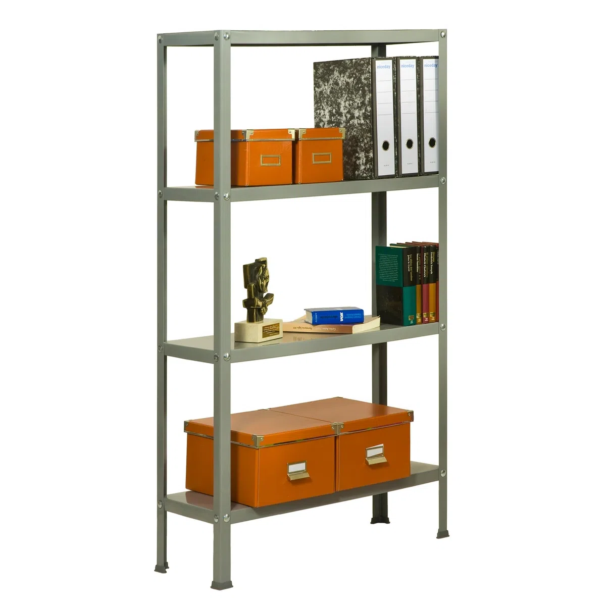 SimonRack Estantería Metálica Almacenaje, 4 Baldas, Alta Capacidad Carga 100 kg, 1600x1000x300 mm, Estantería Salón Baño Cocina, Gris - SimonHome Classic