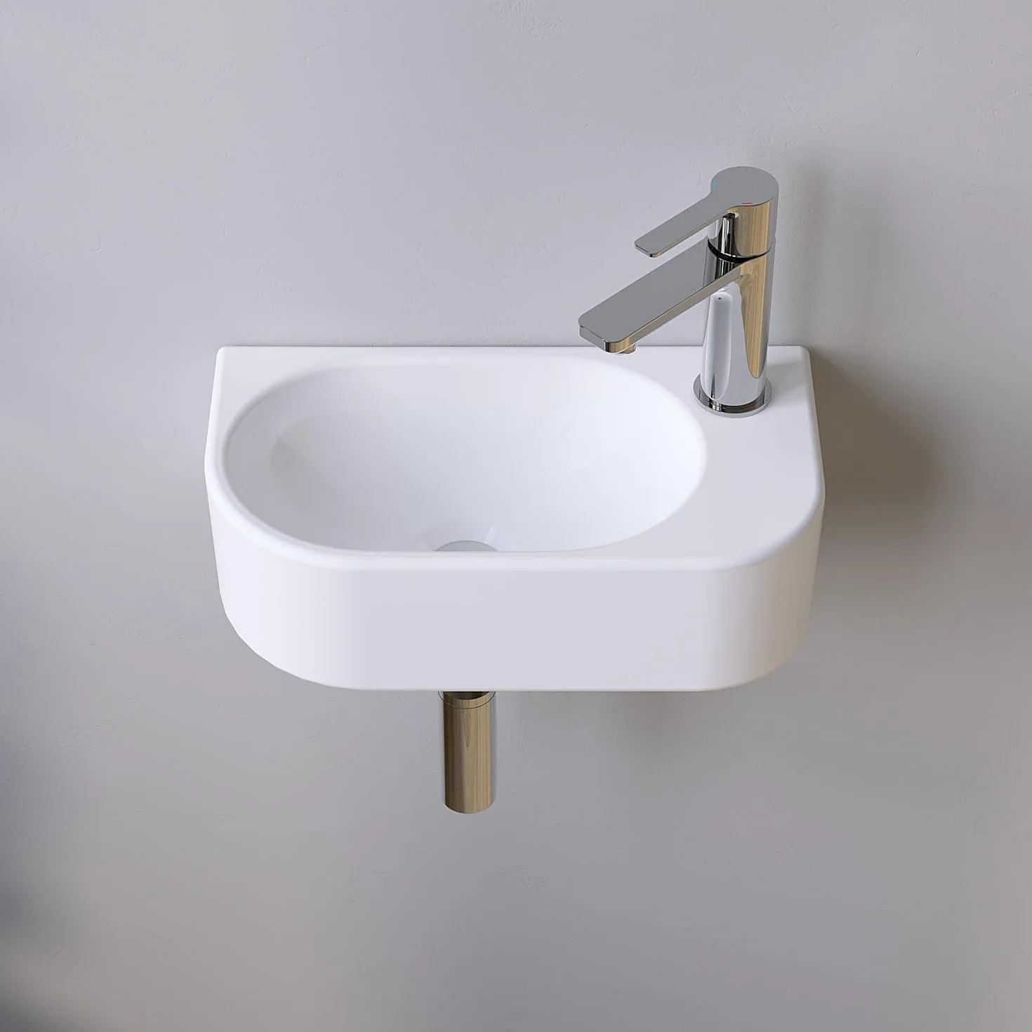 Lavabo de cerámica para lavabo, pequeño, ovalado, 40 x 21 cm, para cuarto de baño, para invitados, orificio para grifo a la derecha con tornillos de bastón, sin rebosadero, sin grifo, sin válvula de