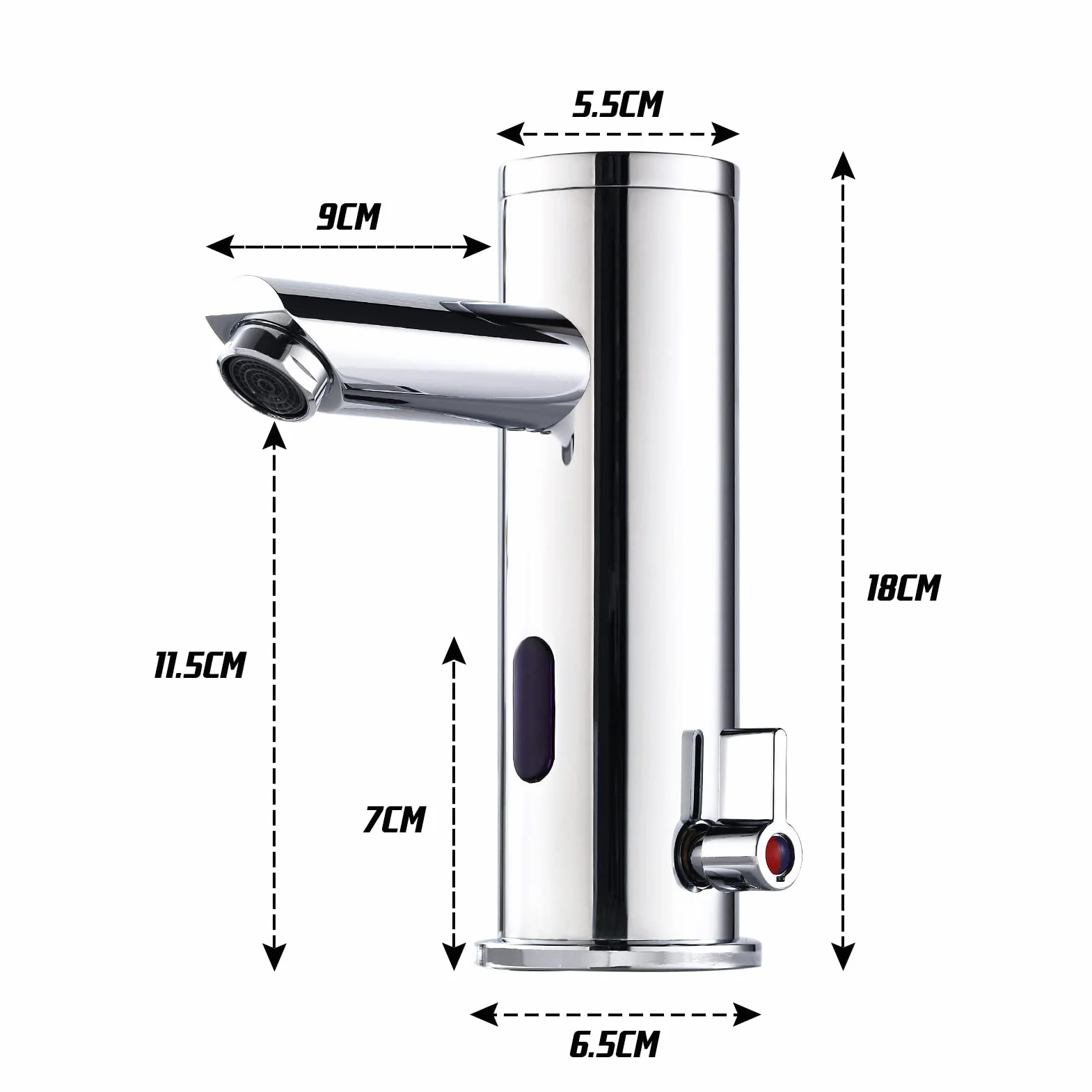 Achelous Grifo de Lavabo Automático con Sensor Infrarrojo, Grifo Automático Sin Contacto Agua Caliente y Fría Mezclador Lavabo de Latón para Baño de Pilas Cromado