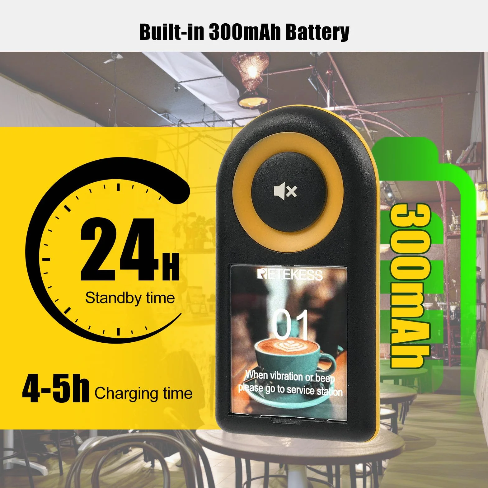 Retekess TD169 Buscapersonas Restaurante, 500M Avisadores Hosteleria, 20 Buscapersonas, 3 Niveles de Volumen, 7 Tonos de Llamada, con Vibración, 300mAh 24H, Avisadores Clientes para Café, Bare, Hotel