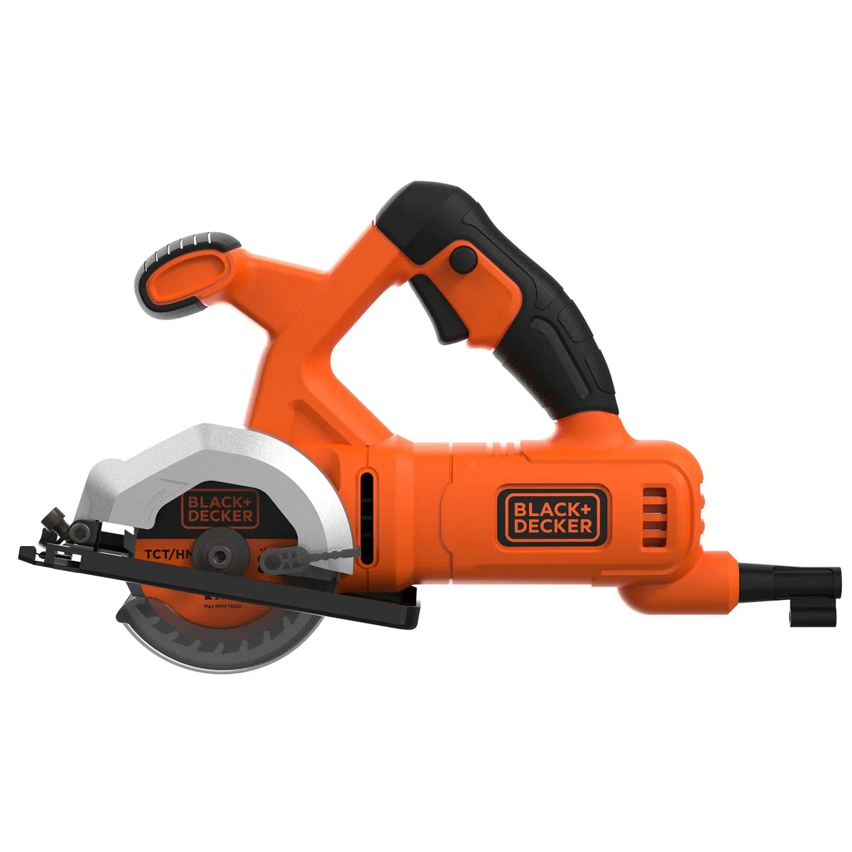 BLACK+DECKER Mini sierra circular con cable 400W, 85mm, 3600 RPM, profundidad de corte 27mm, incluye 2 discos (TCT 24T y HSS 44T), adaptador para aspirador, guía de corte paralela, BES510