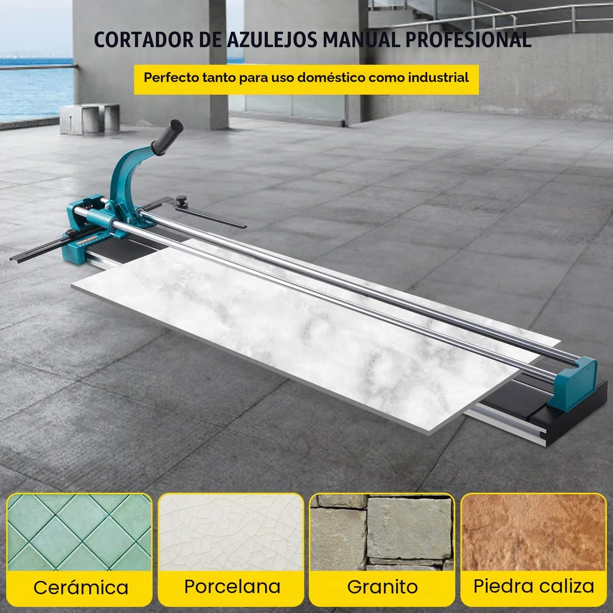 BestEquip Cortador de Azulejos Manual 1200mm, Cortador de Cerámica Profesional con Guía Láser Ajustable de Alta Precisión, Máquina de Corte de Azulejos para Cortar Materiales de Piedra