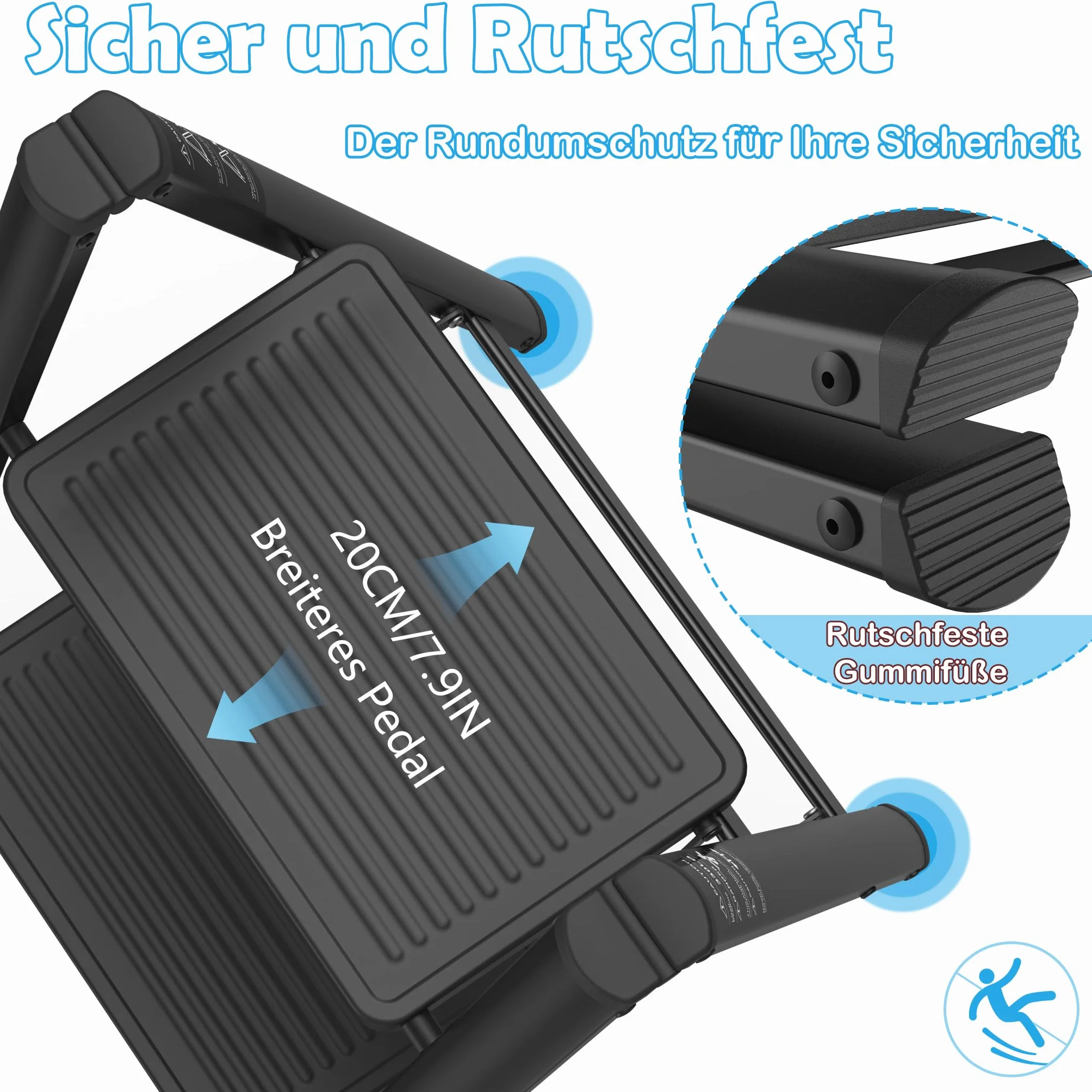 Aufun Escalera plegable de 2 peldaños con pedal antideslizante ancho, escalera multifuncional para el hogar, fácil de guardar, con capacidad de carga hasta 270 kg, escalera de peldaños para el hogar