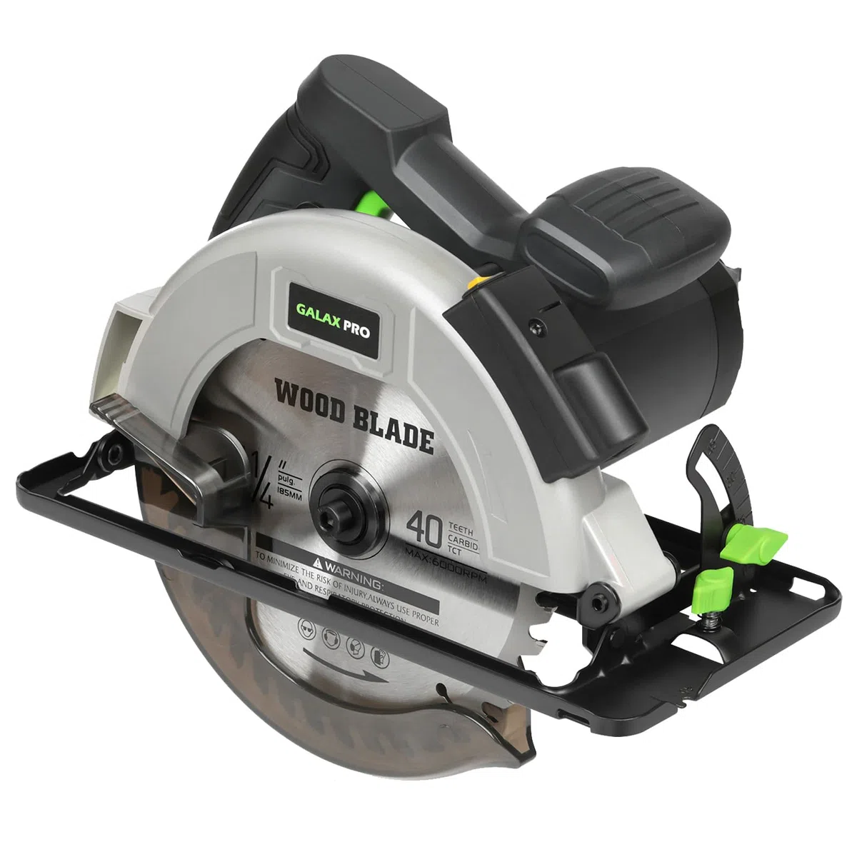 GALAX PRO 1400W Sierra Circular,6000RPM sierra circular manual con guía láser,Corte Máximo:62mm(90°) y 48mm(45°),2 Hojas de Sierra 185mm(24T&40T) para Corte de Madera/Plástico