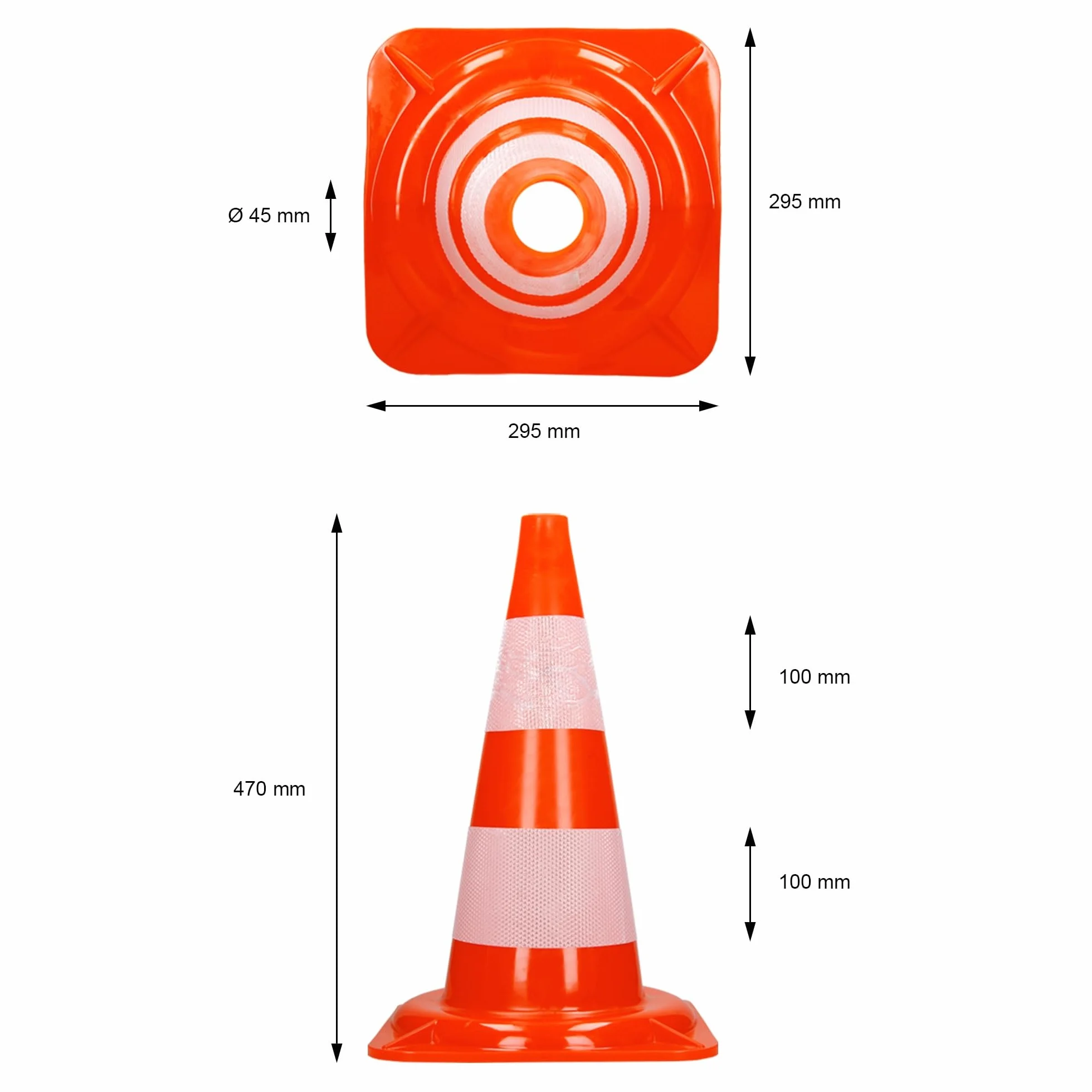 ECD Germany 20x Cono de Tráfico Obra Pieza de Señalización Emergencia Color Naranja y Blanco 47 cm de Altura en PVC Fuerte y Robusto Pilón de Seguridad con Rayas Reflectantes Flexible y Transportable