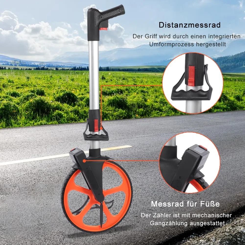 Cocoarm - Medidor plegable de precisión de 0-9999,9 m, rueda de medición, medidor de distancias