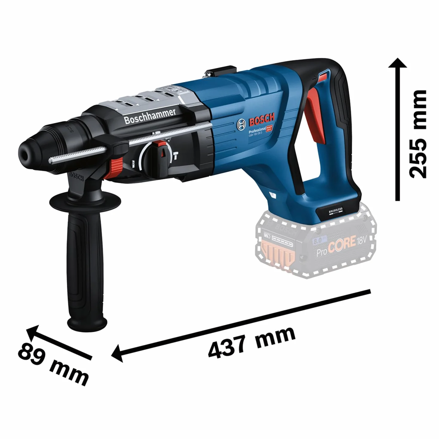 Bosch Professional 18V System martillo perforador a batería GBH 18V-28 D (KickBack Control, incl. paño de limpieza, empuñadura auxiliar, calibre de profundidad, bandeja, XL-BOXX, sin batería/cargador)
