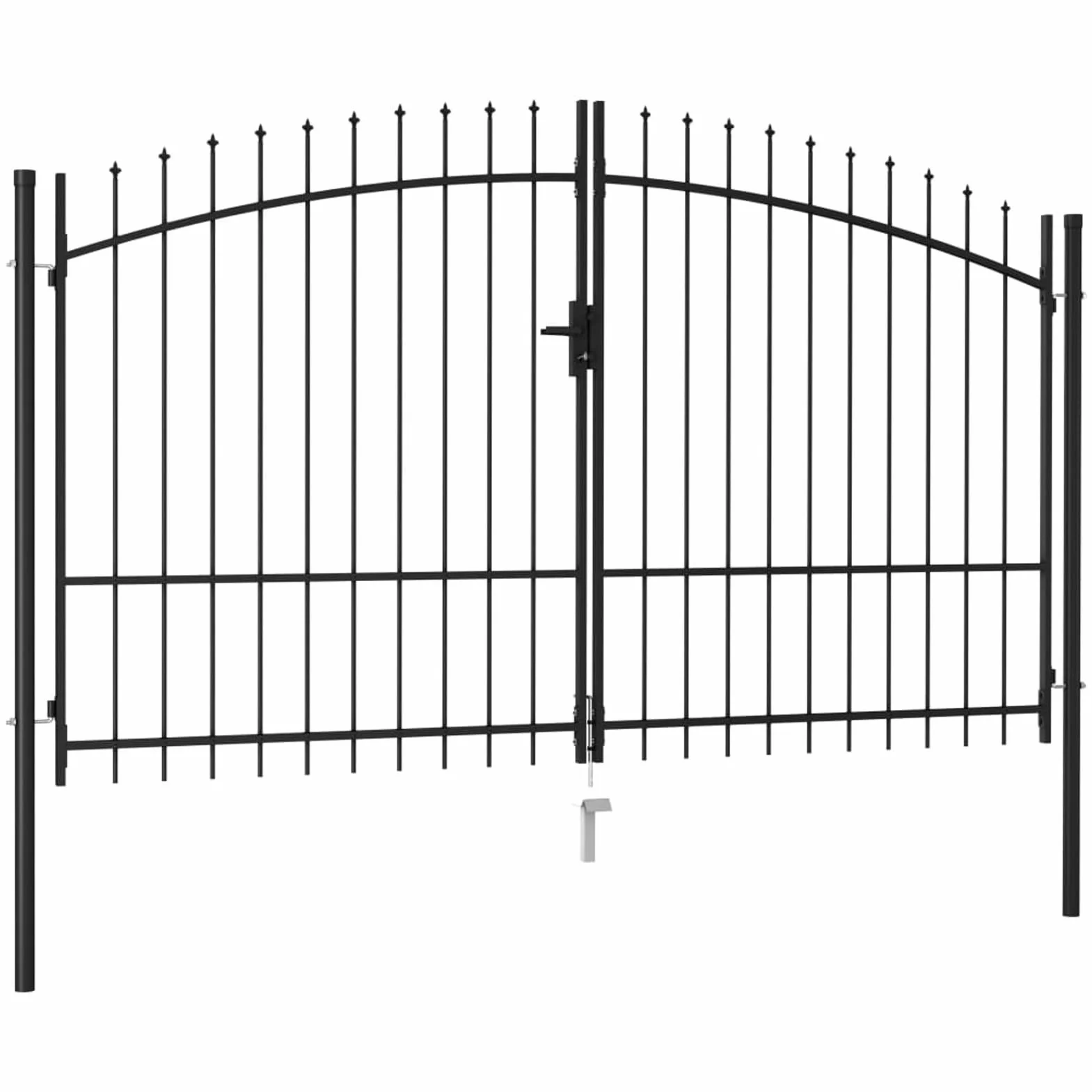 ShGaxin Cancela de Valla Doble Puerta con Puntas, Puertas Metalicas Exterior, Puerta Jardin, Valla De Jardin, Puerta De Jardín, Acero Negro 3x1,75 m