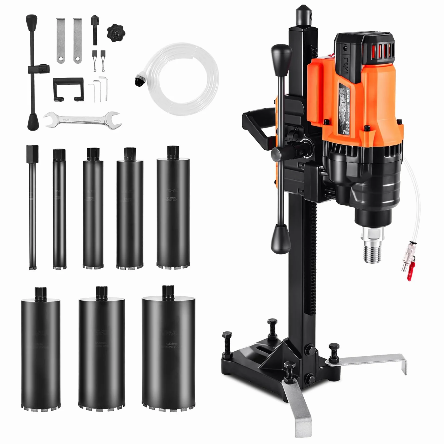 VEVOR Perforadora de Diamante, Plataforma de Perforación de Núcleo de Velocidad de 850 RPM en Seco y Húmedo con 8 Brocas, Diámetro de Perforación de 20-200 mm para Hormigón, Ladrillo, Piedra