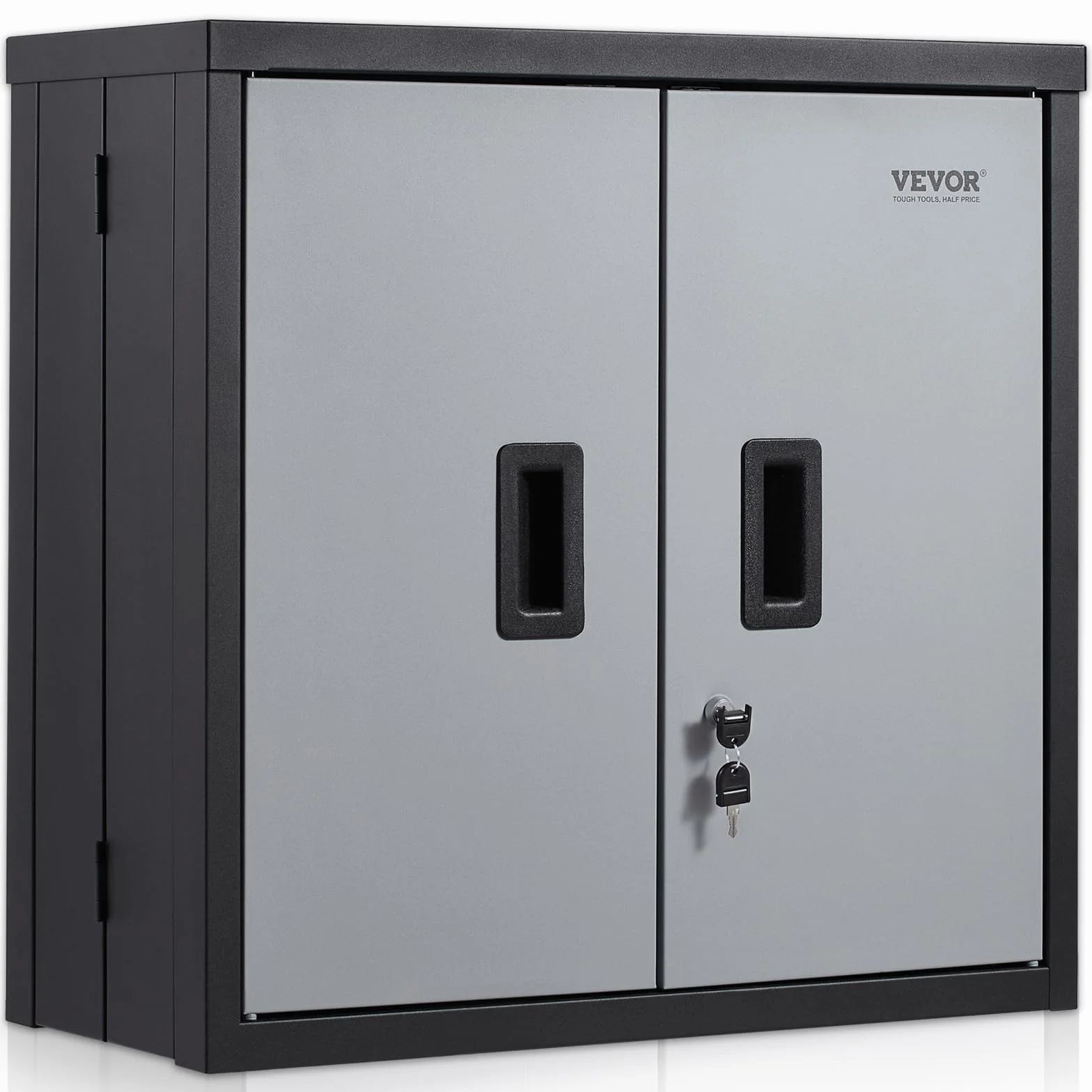 VEVOR Gabinete de Almacenamiento para Garaje 660x305x660 mm Armario de Herramientas Montado en Pared, Carga Total de 108,8 kg Estante Ajustable con Puerta Magnética para Taller, Almacén, Hogar, Negro