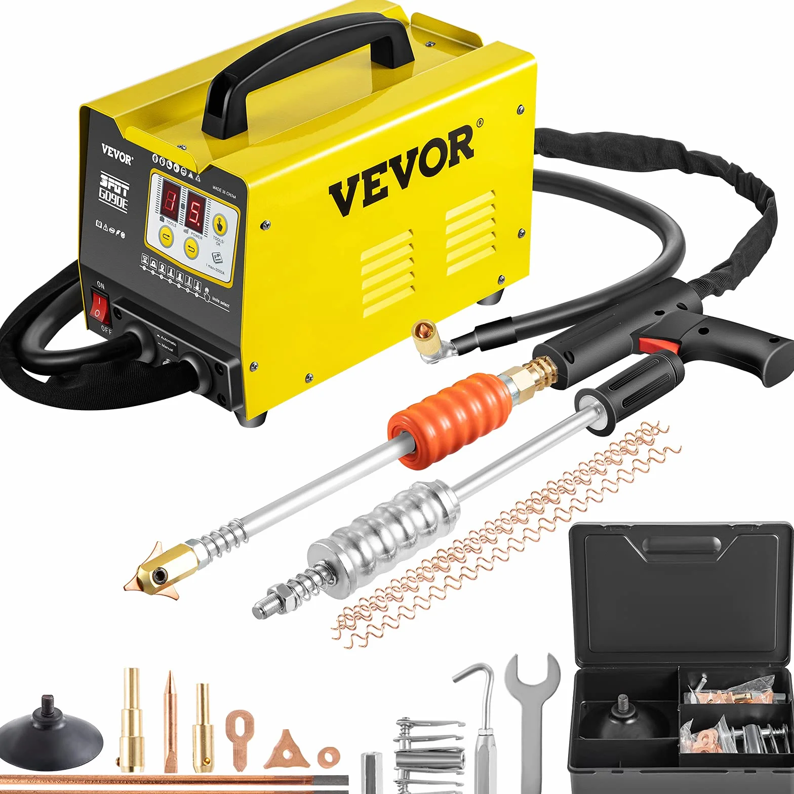 VEVOR Máquina de Reparación de Abolladuras 3 KW Kit Herramientas de Reparación de La Abolladura 220V Abolladuras Coche Abolladuras Coche Profesional Máquina de Soldadura por Puntos G90E