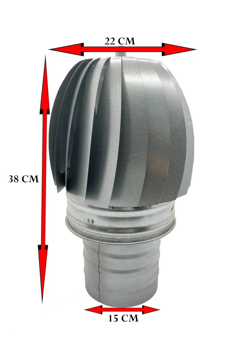 SOMBRERO EXTRACTOR 150MM DE HUMO EN ACERO GALVANIZADO GORRO GIRATORIO PARA SALIDA DE HUMO DE CHIMENEAS ESTUFAS DE DIAMETRO: (150)