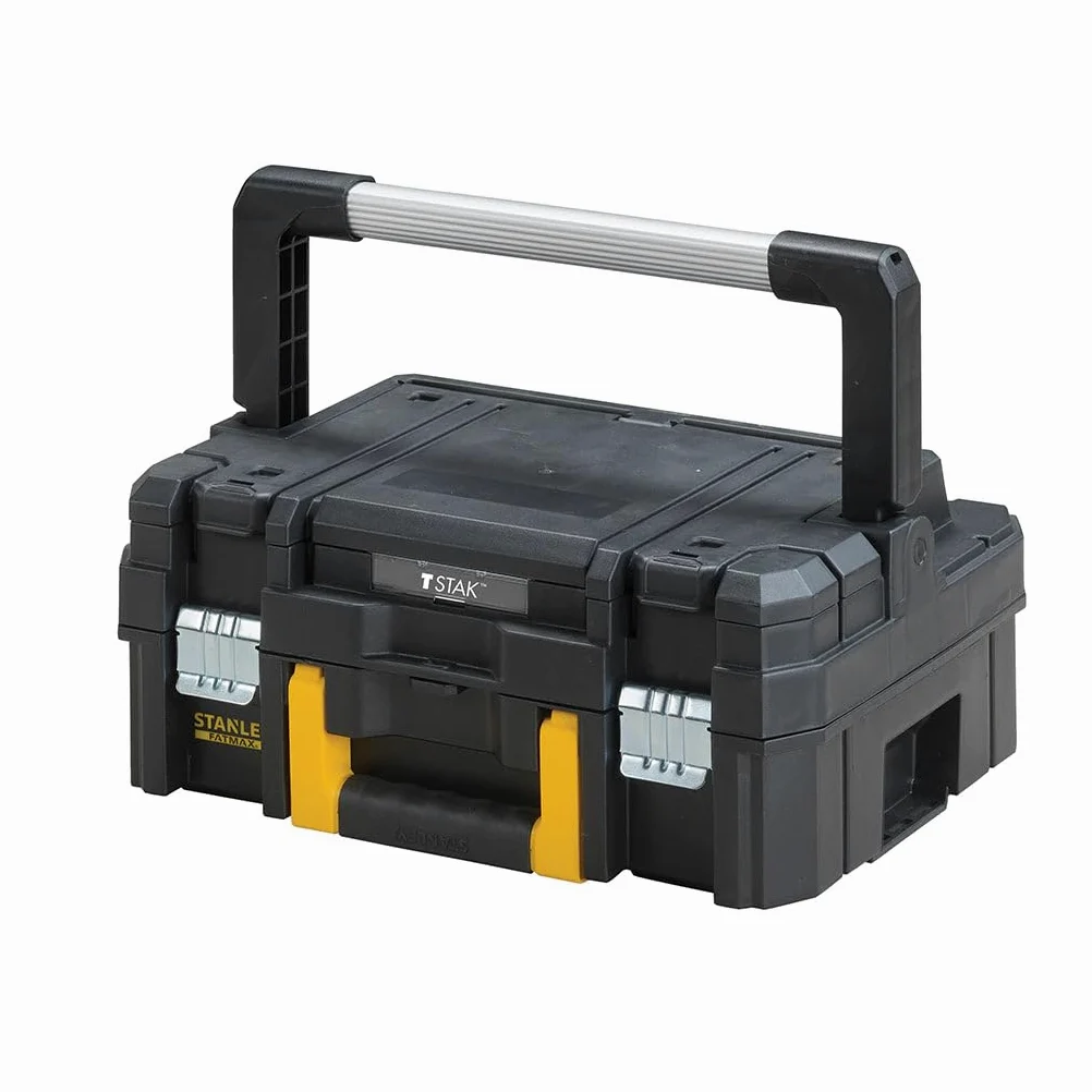 STANLEY FATMAX Conjunto Pro-Stack 3 Piezas, Maleta con Asa de Aluminio, Organizador Transparente, Base con Ruedas, Almacenaje Móvil, Negro, 51.2x70.8x43.5 cm, FMST1-80103