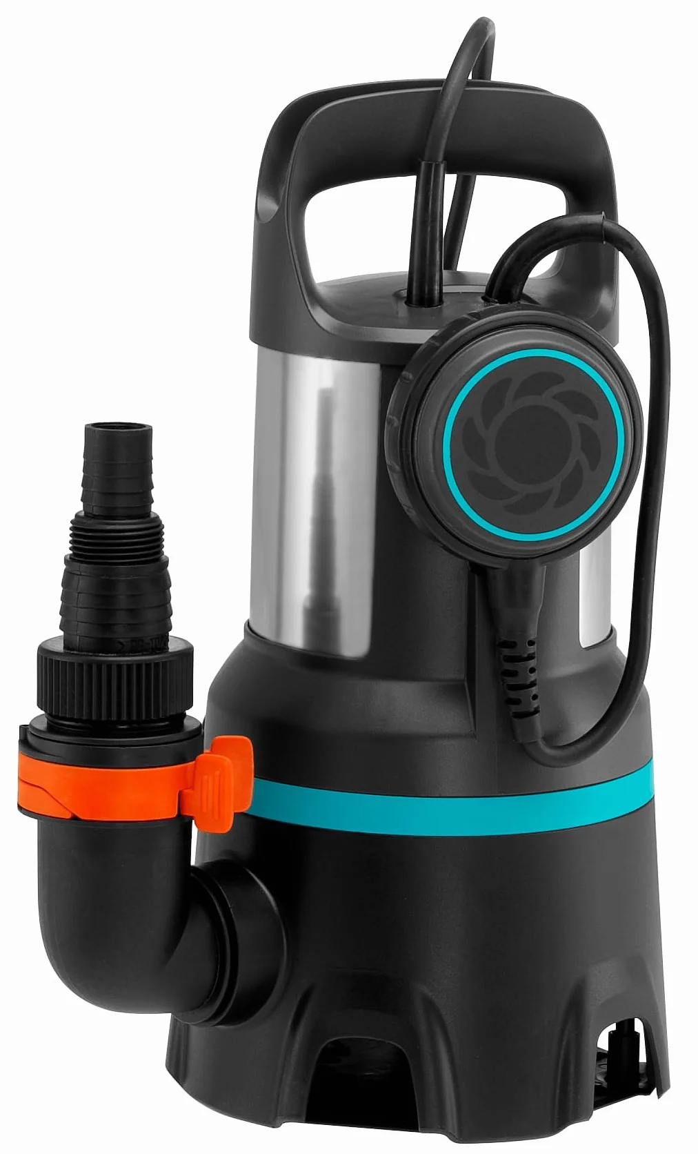 Bomba sum. aguas residuales 16000 Gardena: bomba sum.caudal 16 000 l/h, función auto., interruptor flotación fun. continuo, sis. acoplam.rápido, 450 W (9042-20)