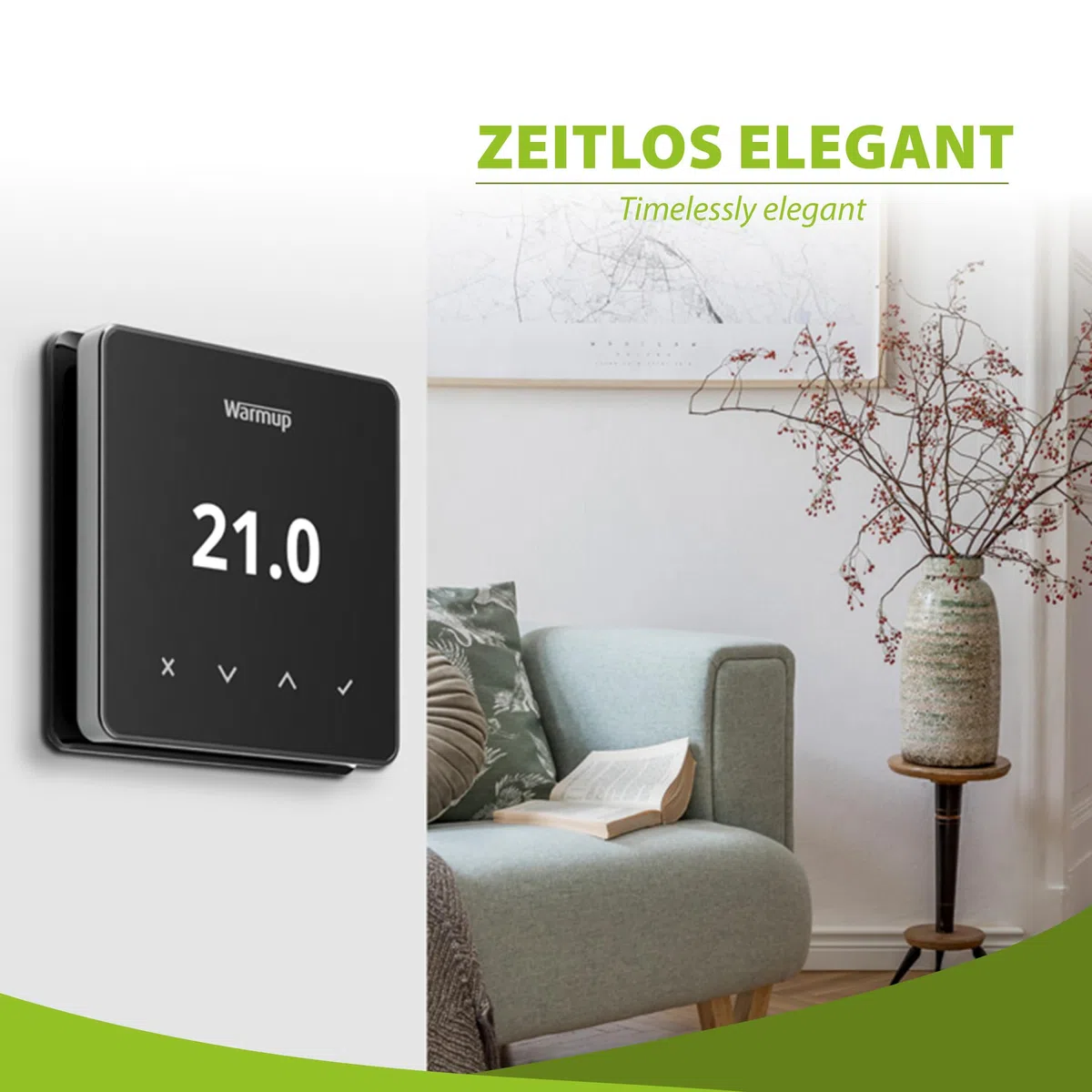 Mi-Heat Warmup Element Smart WiFi - Termostato para calefacción por suelo radiante, color negro