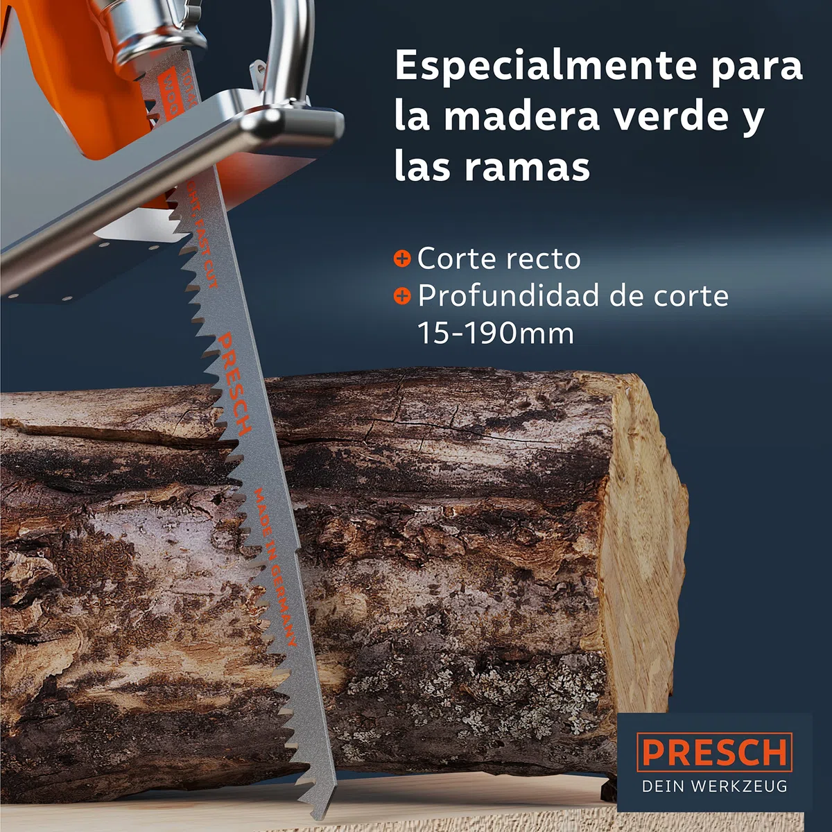 Presch Hojas sierra sable madera verde y ramas 210mm 10 piezas - Corte 15-190mm - Hoja de sierra recíproca para jardinería - juego de hojas de sierra incl. caja