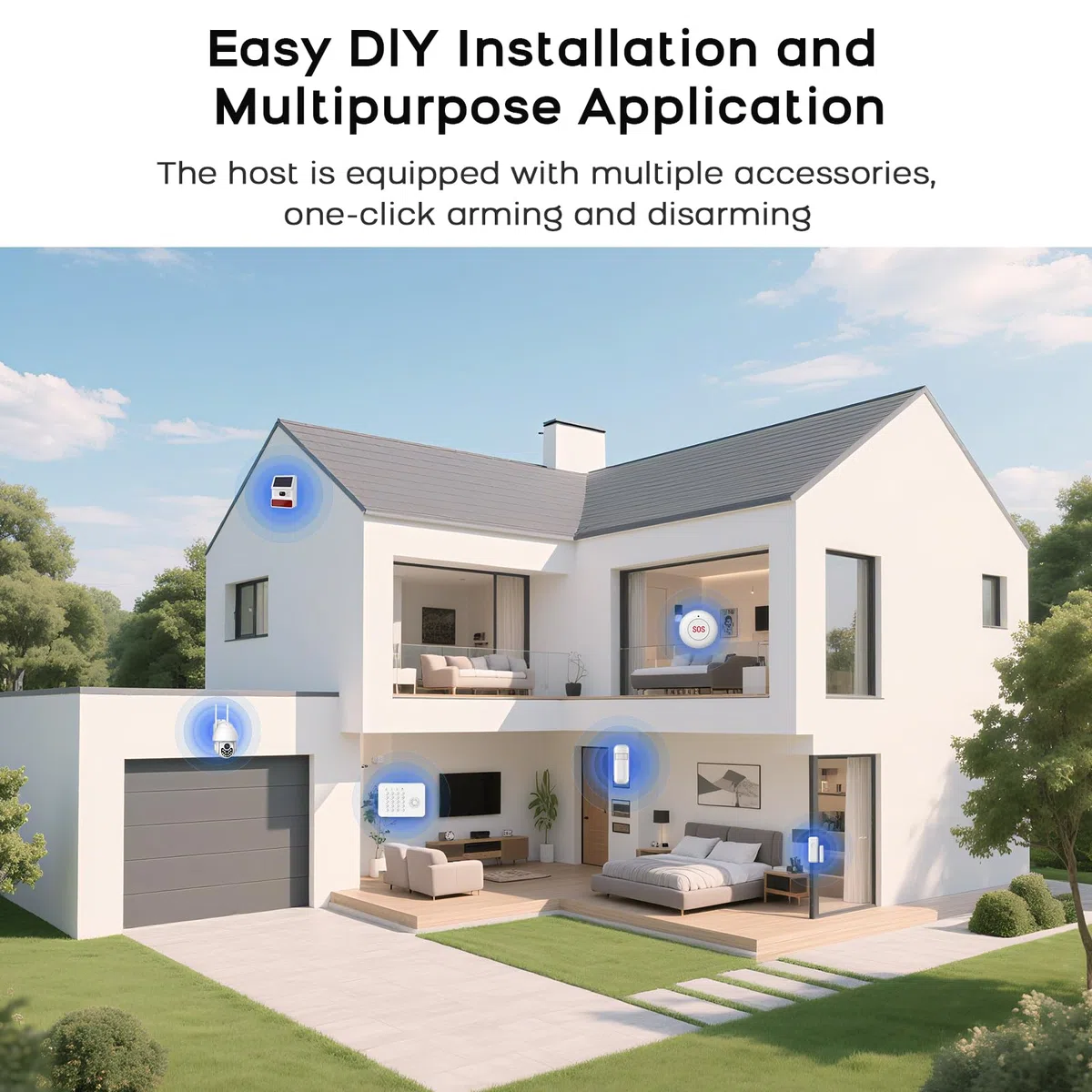 PGST Sistema de alarma para casa,kit inalámbrico, WiFi, 4G GSM, Admite Alarma de conexión SMS/App Push, 100 zonas, aplicación Smart Life (Tuya),compatible con Google Home y Alexa