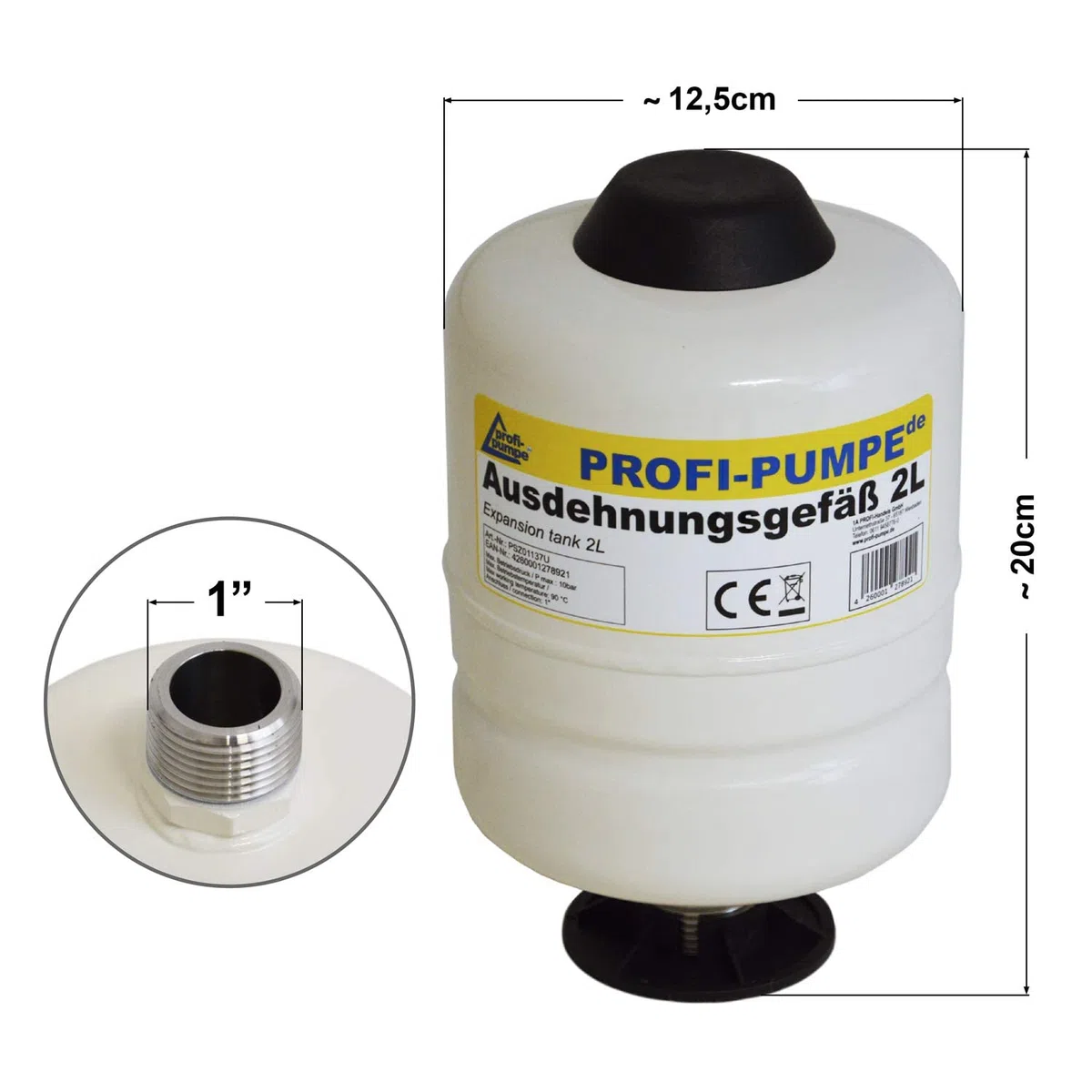 Tanque de Presión 2L para Control de Bomba - Caldera de Membrana - Monitor de Flujo