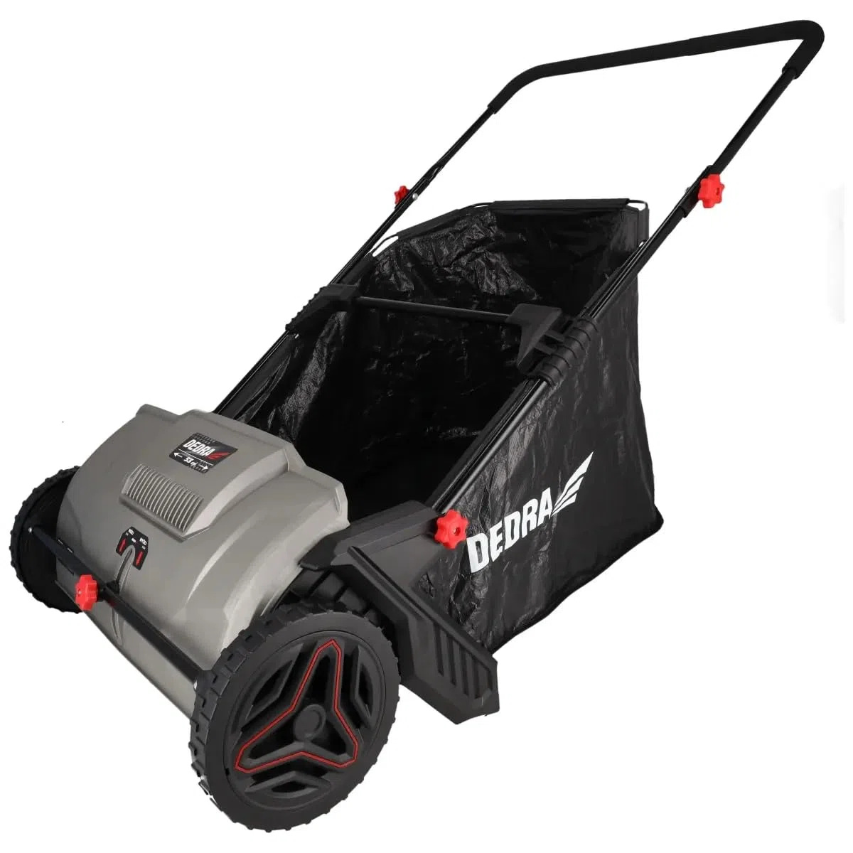 Barredora de césped Manual, recogedor de Hojas y césped Dedra, Ancho de Recogida de 530 mm, Saco de 100 l, Ruedas robustas de 250 mm, Ligero y manejable 7 kg, Manillar Ajustable
