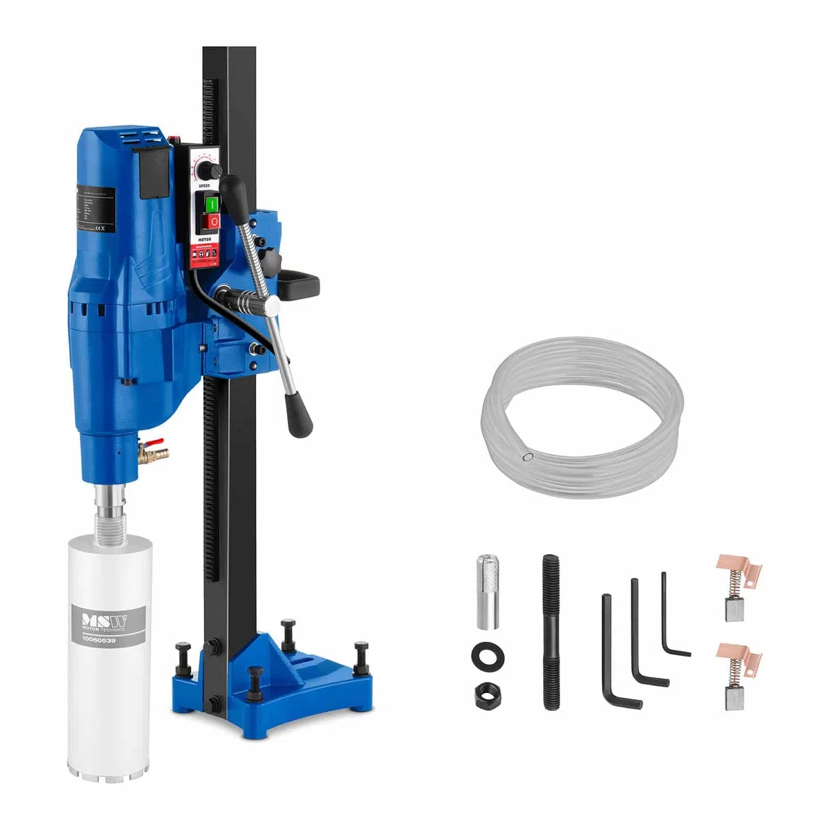 MSW Perforadora De Hormigón Diamante MSW-DDM255 (3300 W, 580 rpm, Diámetro de taladrado máx. 255 mm, Altura de elevación 520 mm, Incl. sistema de refrigeración por agua)