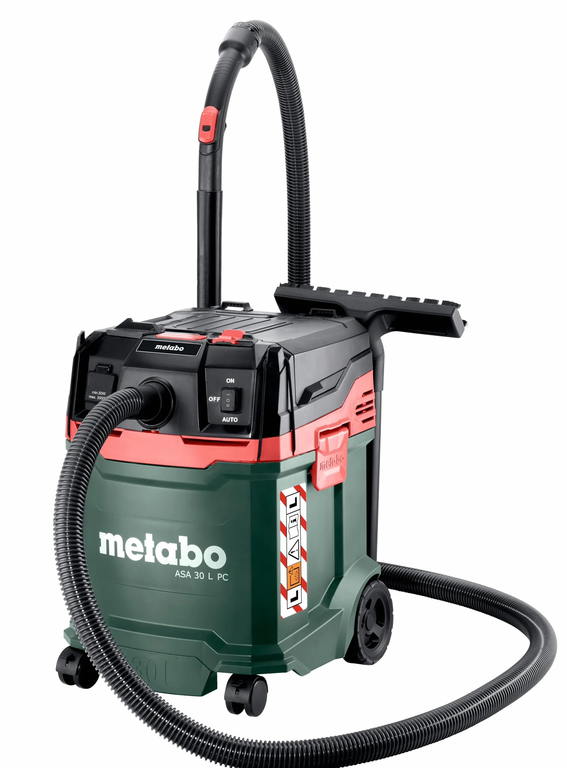 metabo Aspirador Seco/húmedo ASA 30 L PC (1.200 W, Caudal de Aire 4.200 L/min, 225 hPa, Depósito 30L, Interruptor PressClean, Accesorios con Sistema Quick, Apilable y Acoplable con Metabox)