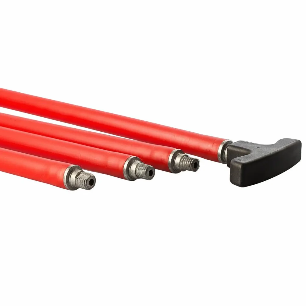 BARETTO Pack de 10 Varillas + Mango - Varillas de 1 Metro para Kit de Limpieza de chimeneas - para chimeneas con Trazos lineales o Curvas máx. de 45°