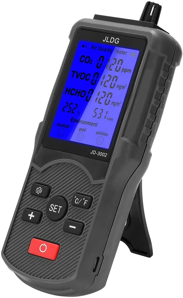 Medidor CO2 PHASAK JD 3002 8 en 1 Negro, Multicolor, Standard, Porta merienda 3D Strong