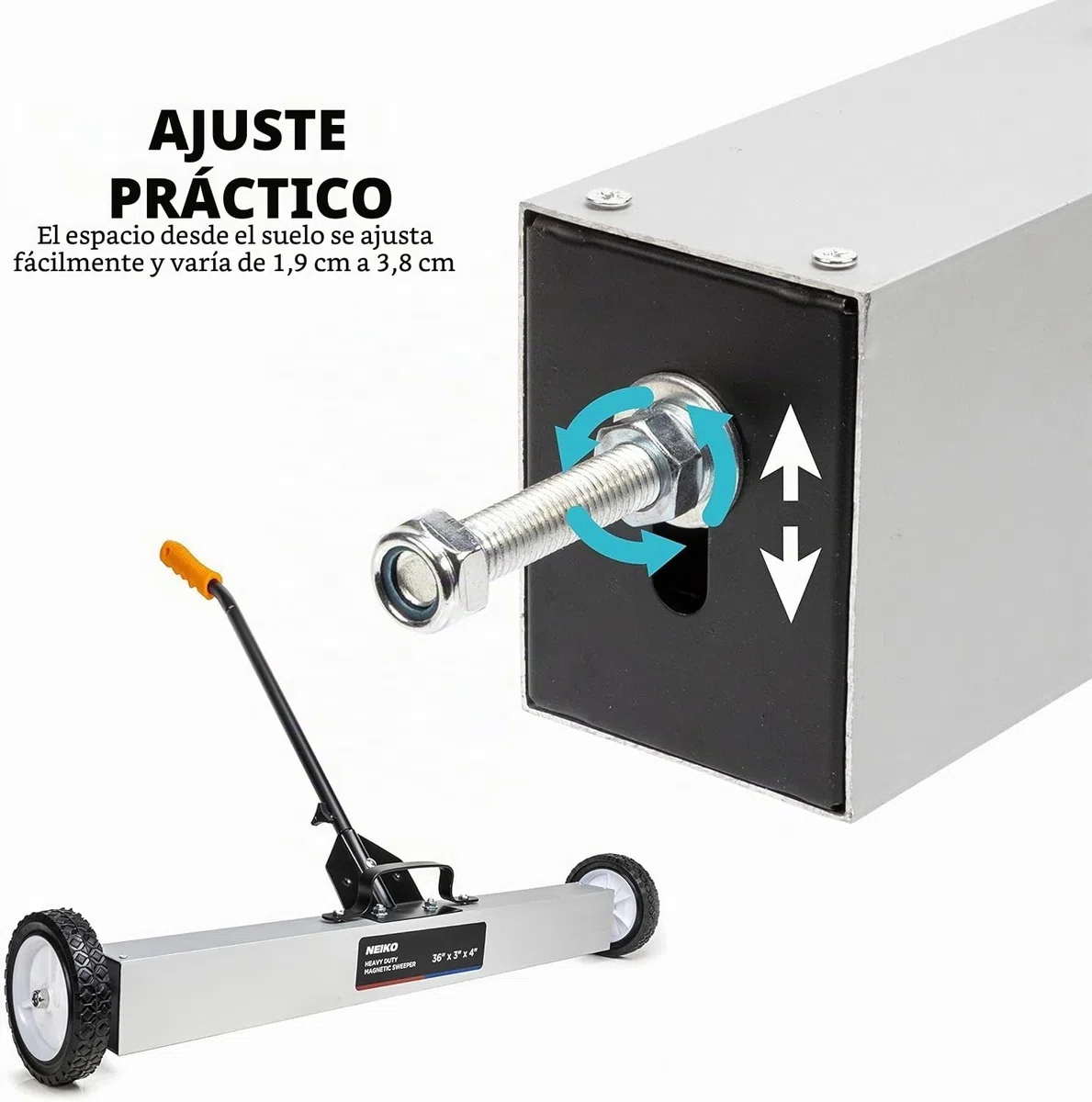Neiko® Heavy Duty 24" Magnetic Sweeper Metal Pickup Tool with Quick Release Adjustable Height
