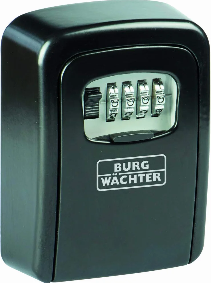 BURG-WÄCHTER Caja fuerte para llaves con código numérico de 4 dígitos para exterior e interior, Segura, Grande, Montaje de pared, Key Safe 40 SB, Negro
