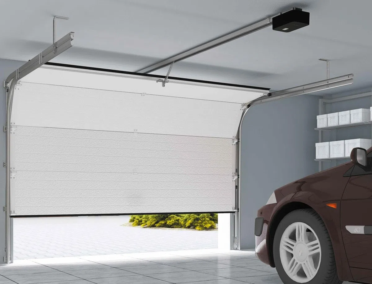 DoorHan - Puerta de Garaje | Seccional | Motorizada y emisor manual, para el Autoensamblaje, Tamaño y Color para elegir (RAL 8014 (Marrón), Ancho 3500 mm x Alto 2150)