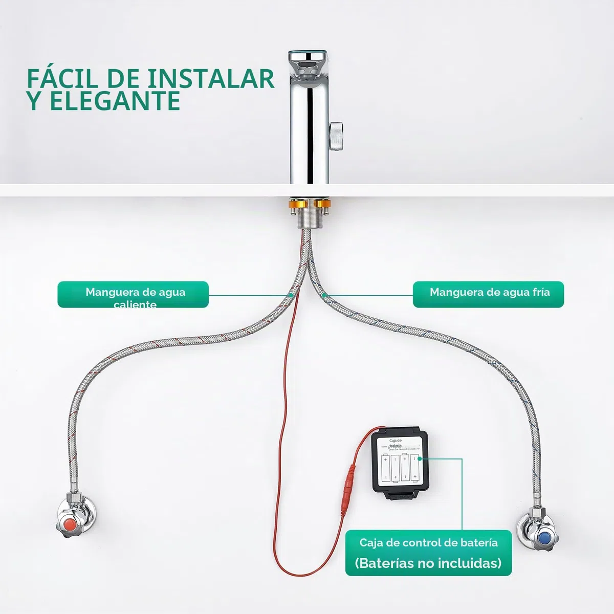 CREA Grifo Baño con Sensor Automático, Grifo Lavabo con Automático Infrarrojo, Grifo Mezclador Sensor, Moderno Grifo Baño Lavabo Automático, Grifo Monomando Inteligente, Cromo