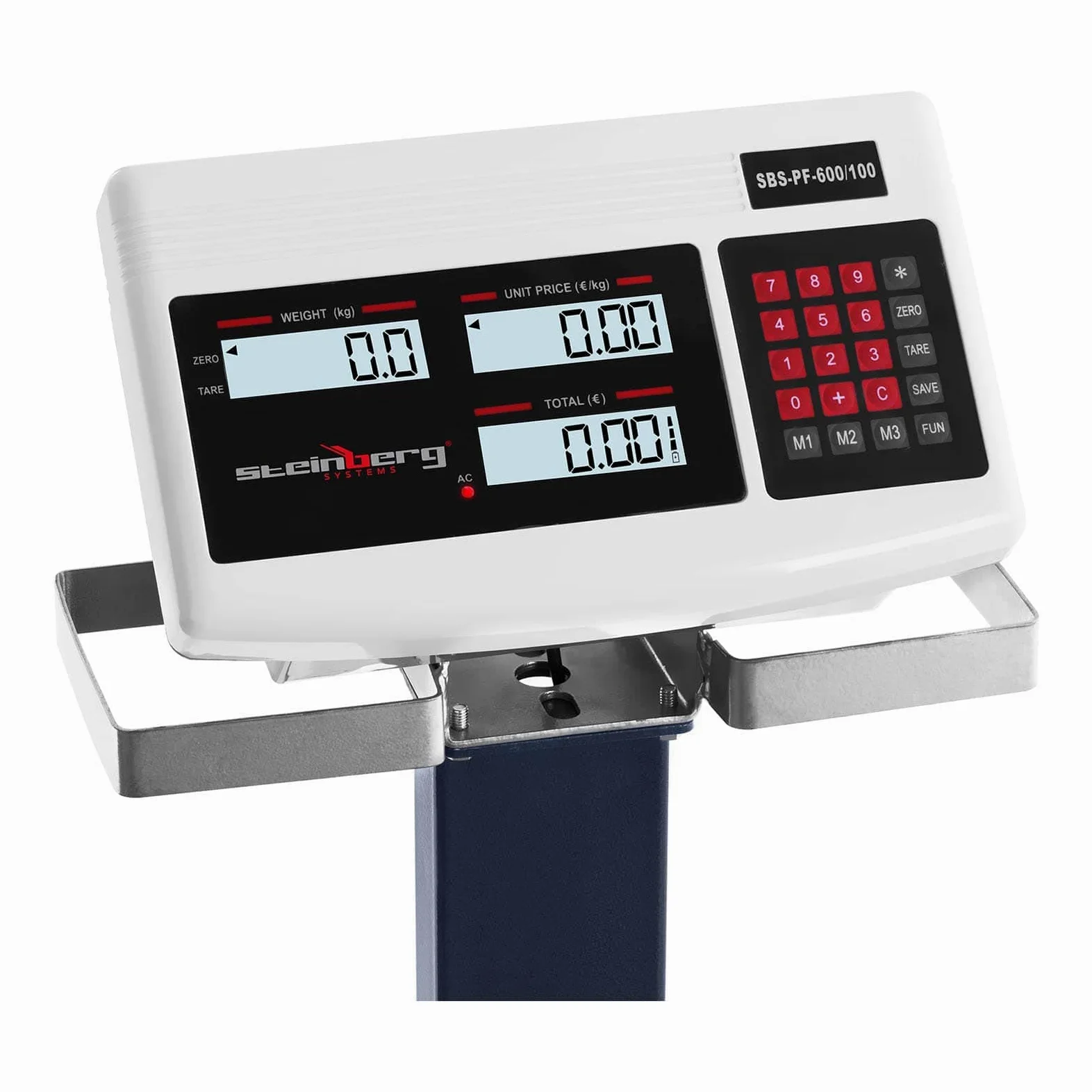 Steinberg Systems Báscula De Plataforma Balanza Digital SBS-PF-600/100 (Pantalla LCD, Con Ruedas, Carga Máxima 600 kg, Pasos De 100 g)