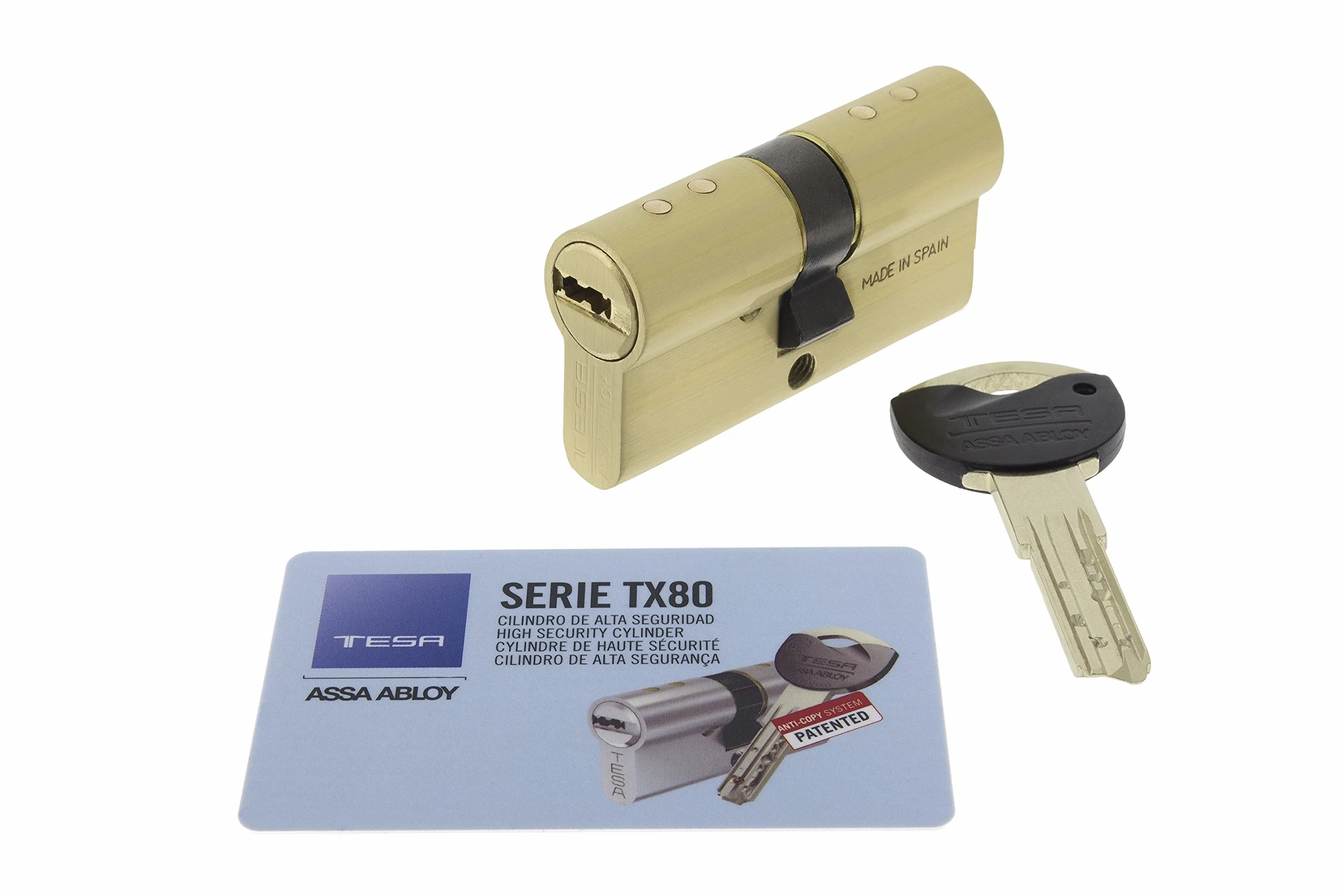 Tesa Assa Abloy - TX853030L- Cilindro de alta seguridad TX80 30x30 latonado