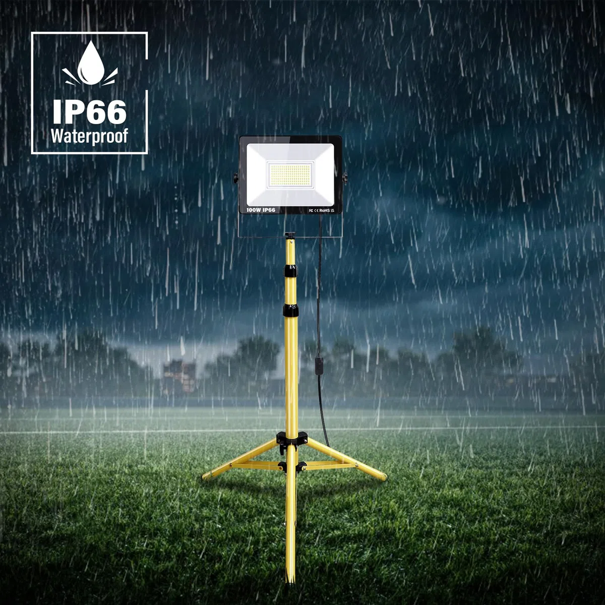 SKYWORLD Foco LED 100 W, trípode, 10000 lm, resistente al agua, para taller, construcción, garaje, jardín