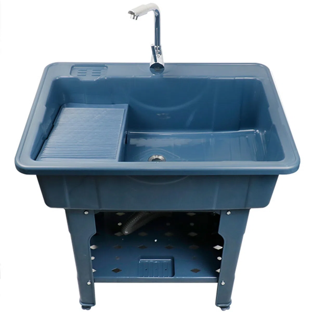 Fregadero para lavandería con Grifo, Fregadero Independiente, Lavabo de plástico para Limpieza, Lavabo Interior y Exterior para Lavar Ropa a Mano, Fregadero para estación de Lavado de Garaje