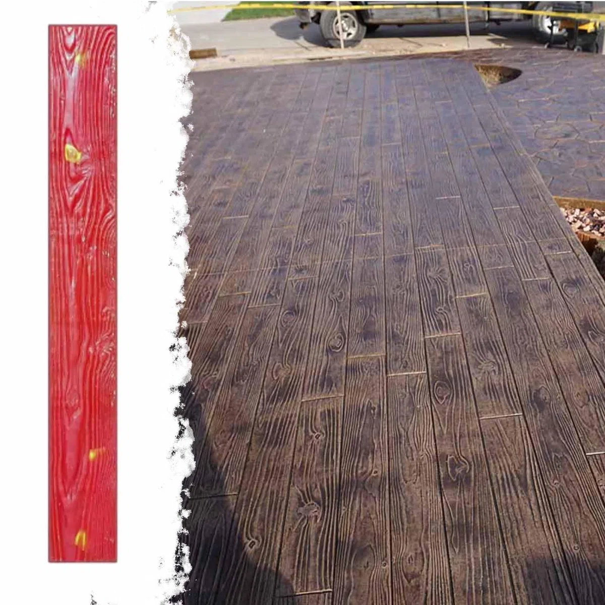 Moldes Hormigon Impreso Poliuretano Mat de Hormigón Estampas de Madera de Sello, Molde de Impronta de Cemento de Patrón de Textura Realista, Formas de Los Pisos de Cemento Rectangulares de 47.2 "× 6"(