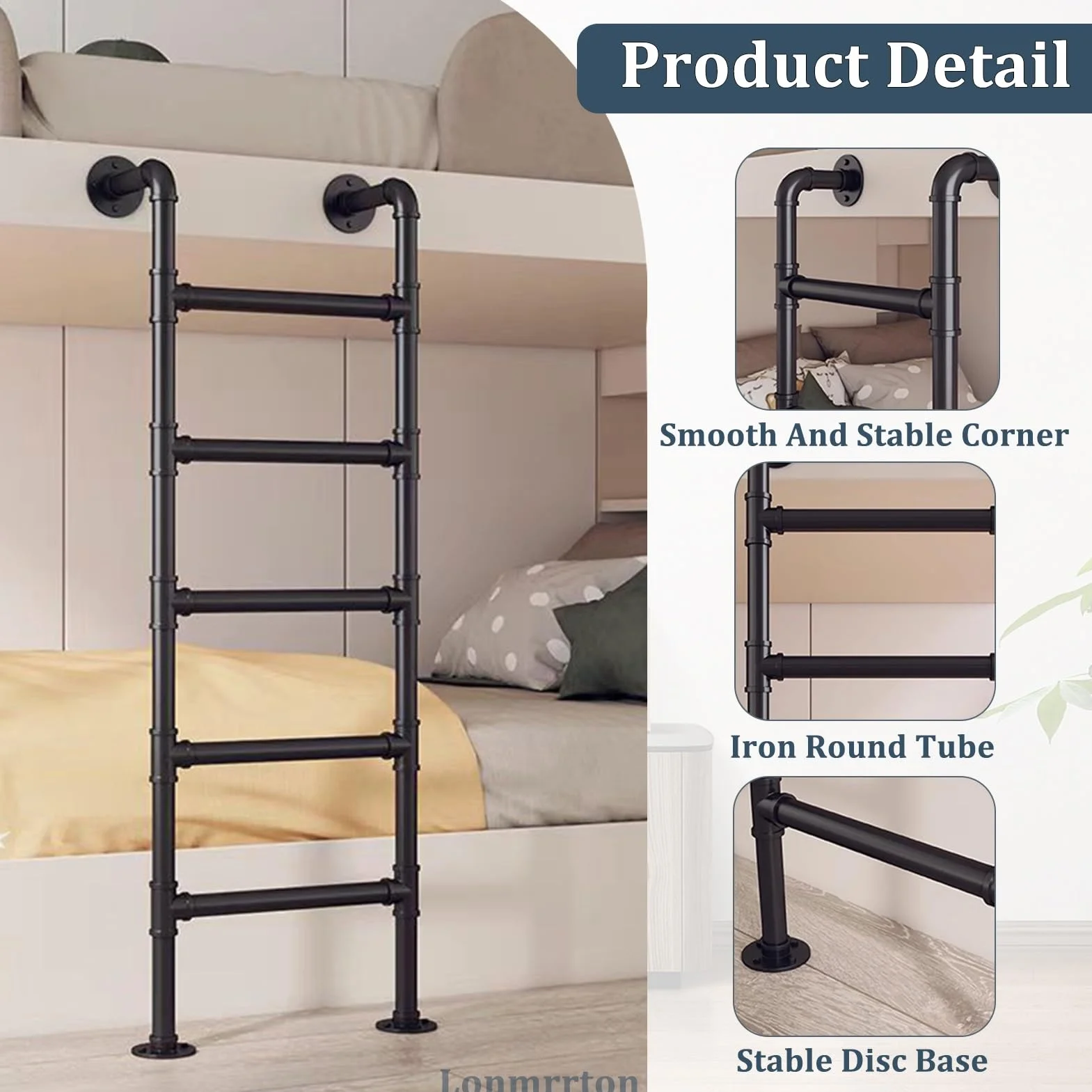 Escalera para litera de pie, 71"/75"/79''/83"/87"/91" Escalera de reemplazo de cama de metal Escalera de escalada universal Escaleras rectas tipo loft multiusos, tamaño personalizable(110cm/43in)