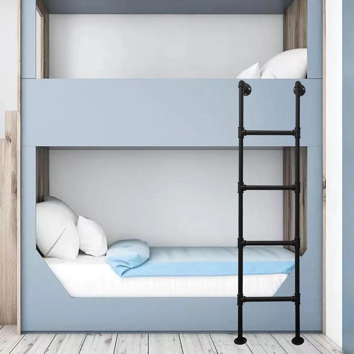 Escalera para litera de pie, 71"/75"/79''/83"/87"/91" Escalera de reemplazo de cama de metal Escalera de escalada universal Escaleras rectas tipo loft multiusos, tamaño personalizable(110cm/43in)