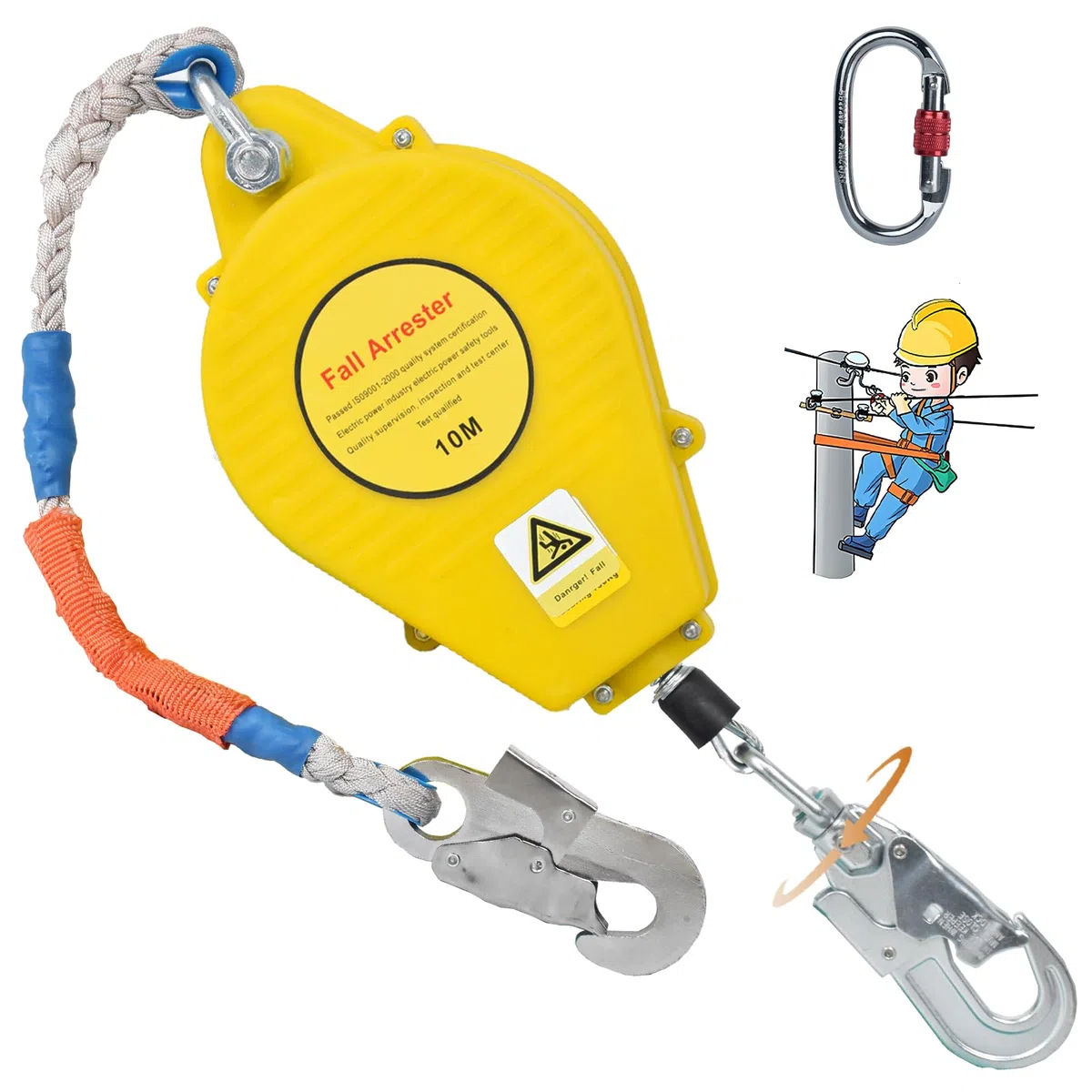 Arnés de Seguridad Anticaídas Retráctil 10m 150kg Amarillo