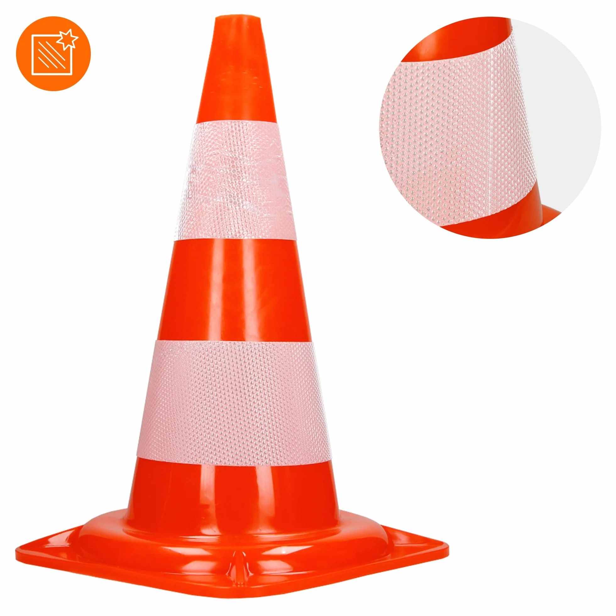ECD Germany 20x Cono de Tráfico Obra Pieza de Señalización Emergencia Color Naranja y Blanco 47 cm de Altura en PVC Fuerte y Robusto Pilón de Seguridad con Rayas Reflectantes Flexible y Transportable