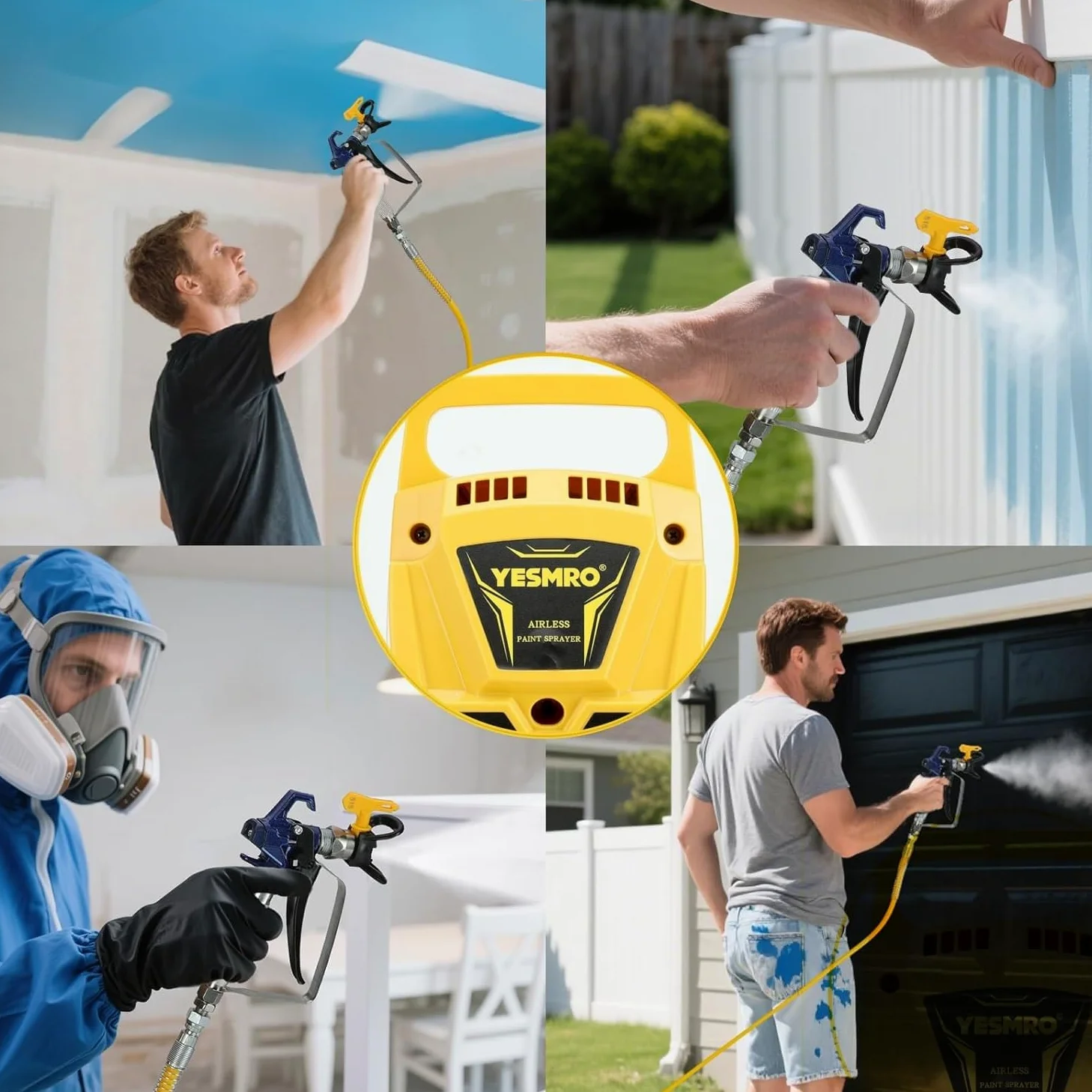 Pulverizador de Pintura sin Aire para Pintar Casas,máquina de Pintura eléctrica de Alta eficiencia, sin Necesidad de diluir, para cercas Exteriores de Casas (Pulverizador de Pintura sin Aire)
