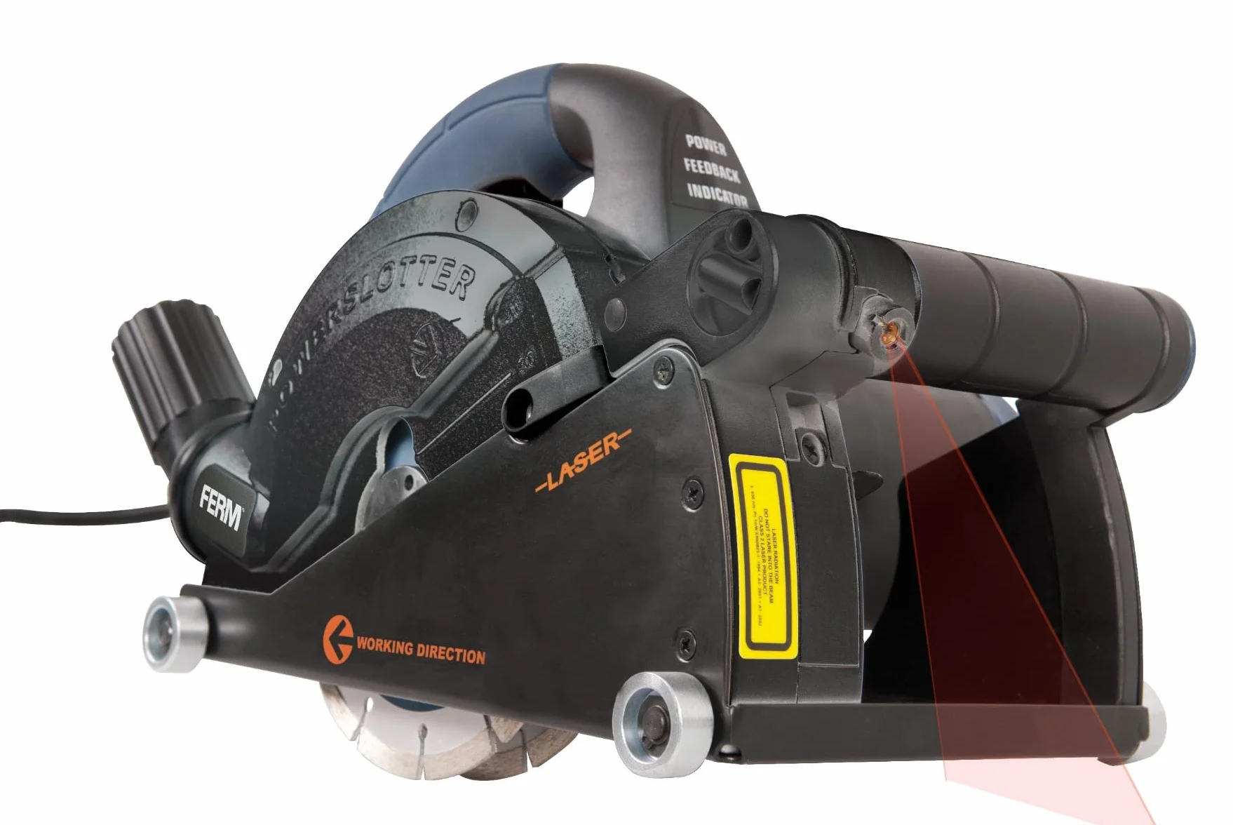 FERM Rozadora de pared 1600W - 150mm - Láser - Incl. 2 hojas diamantadas, adaptador de la aspiradora y bolsa de almacenamiento