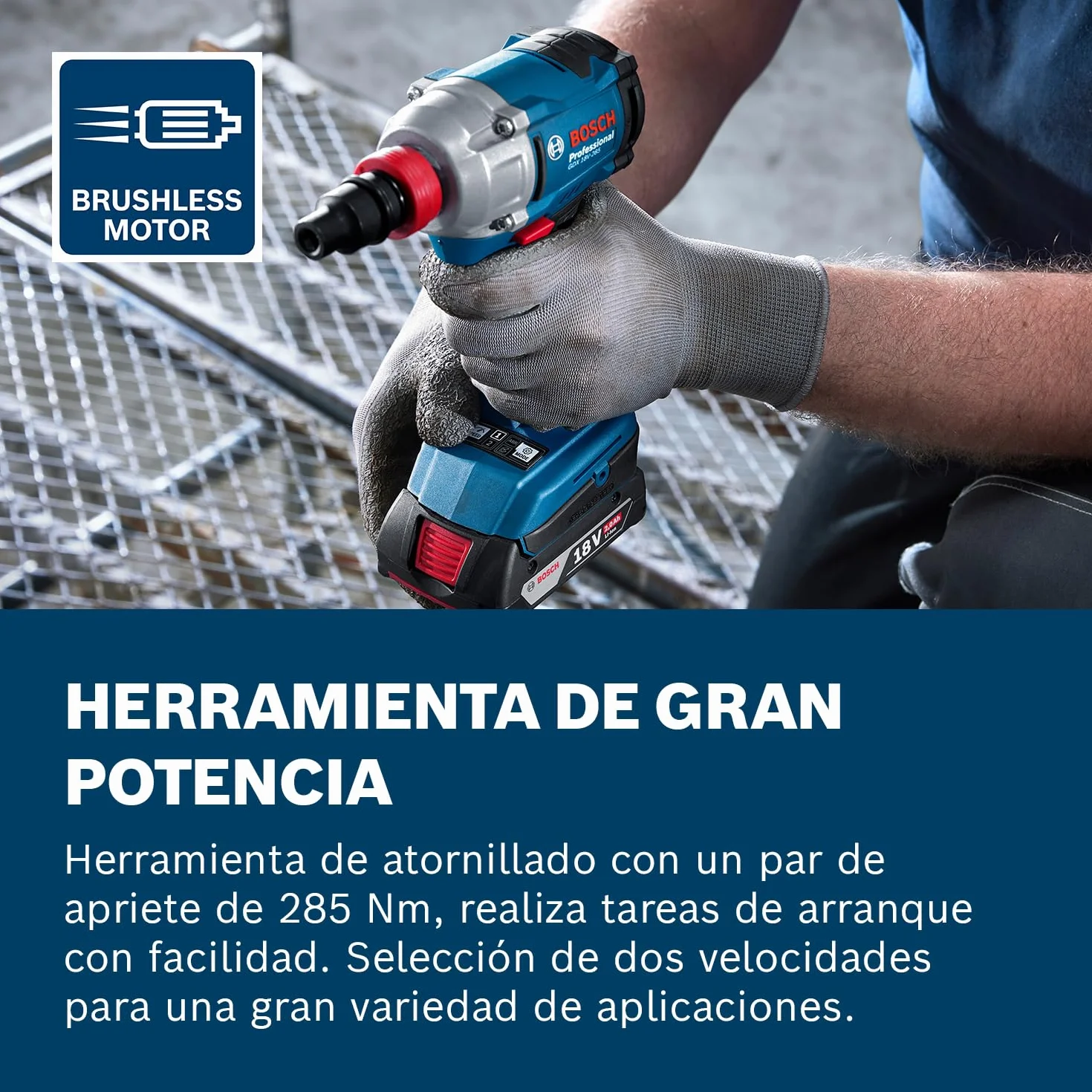 Bosch Professional 18V System llave de impacto a batería GDX 18V-285 (incl. 2x baterías GBA 4.0Ah, cargador GAL 18V-20, L-BOXX)