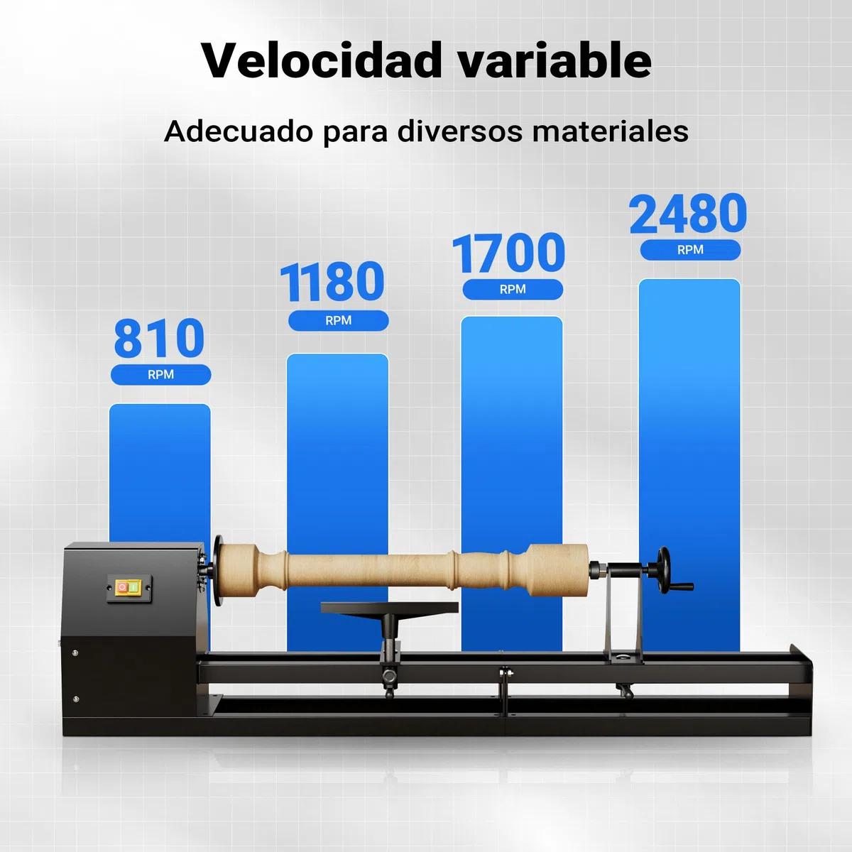 Torno madera eléctrico 400W Banco torneado regulable Máquina carpintería Banco trabajo carpintero