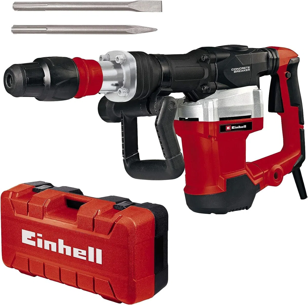 Einhell Martillo de demolición TE-DH 32 (1500 W, 32 J, 1900 min-1, portaherramientas SDS-max, mango principal amortiguado contra las vibraciones+empuñadura suave, incl. cincel de punta/plano, e-box)