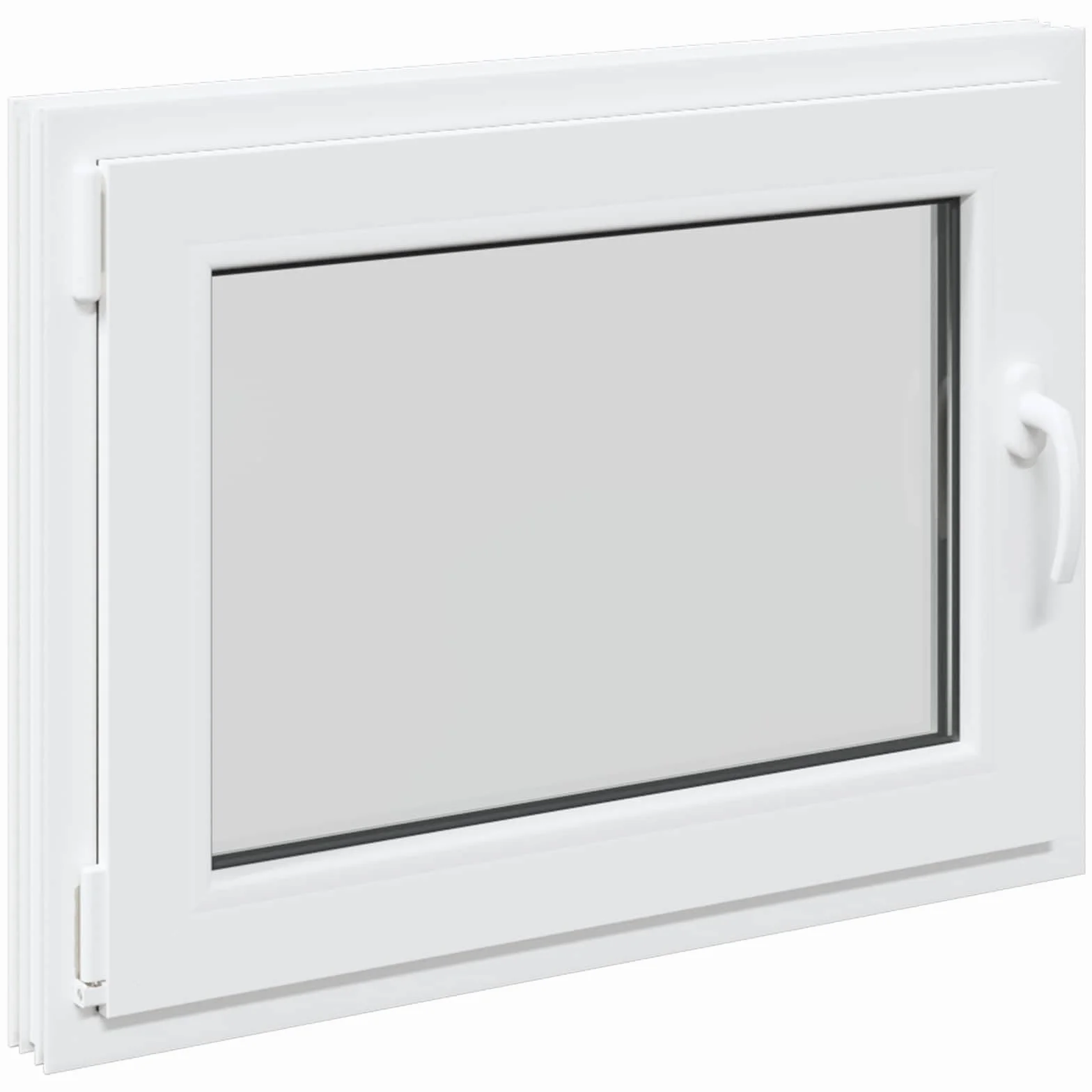 vidaXL Ventana de sótano RISOR 80 x 50 cm PVC y Vidrio Blanco, Sótano, Aislante Térmico Moderno y Duradero para Ventanas Eficientes, Accesorios de Vidrio PVC Aislantes