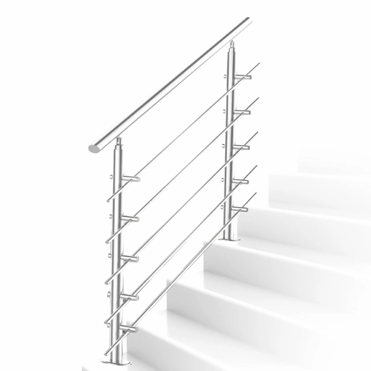 Pasamanos 160 cm 5 barras transversales para barandilla de balcón barandilla de escalera interior y exterior para el hogar kit de barandilla de acero inoxidable