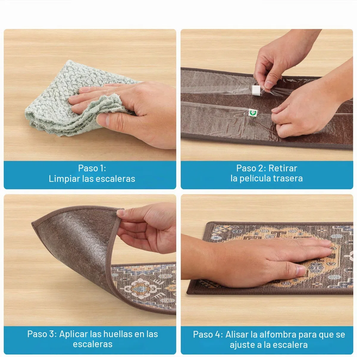 Peldaños antideslizantes y lavables, 8 x 30 x 0.3 pulgadas, alfombra suave y cómoda para superficies de madera, mármol, vinilo o metal, interiores, exteriores, escaleras, pasillo (8 x 30